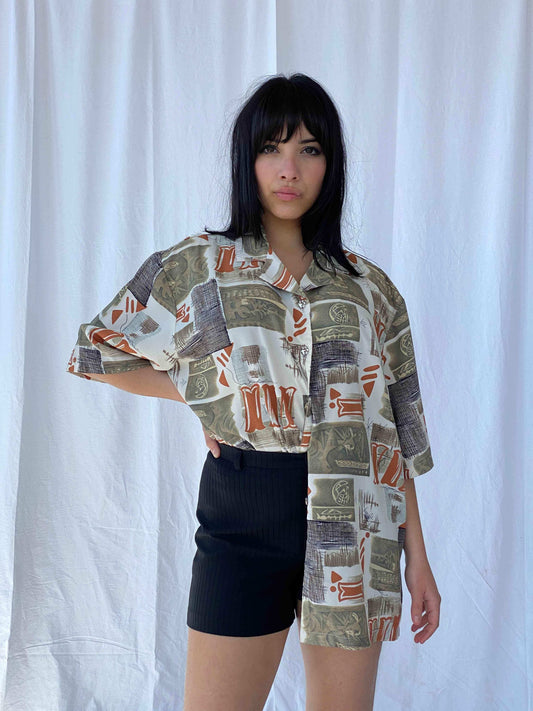 Vintage Serali Shirt - Balagan Vintage Half Sleeve Shirt 90s, half sleeve shirt, print, printed shirt