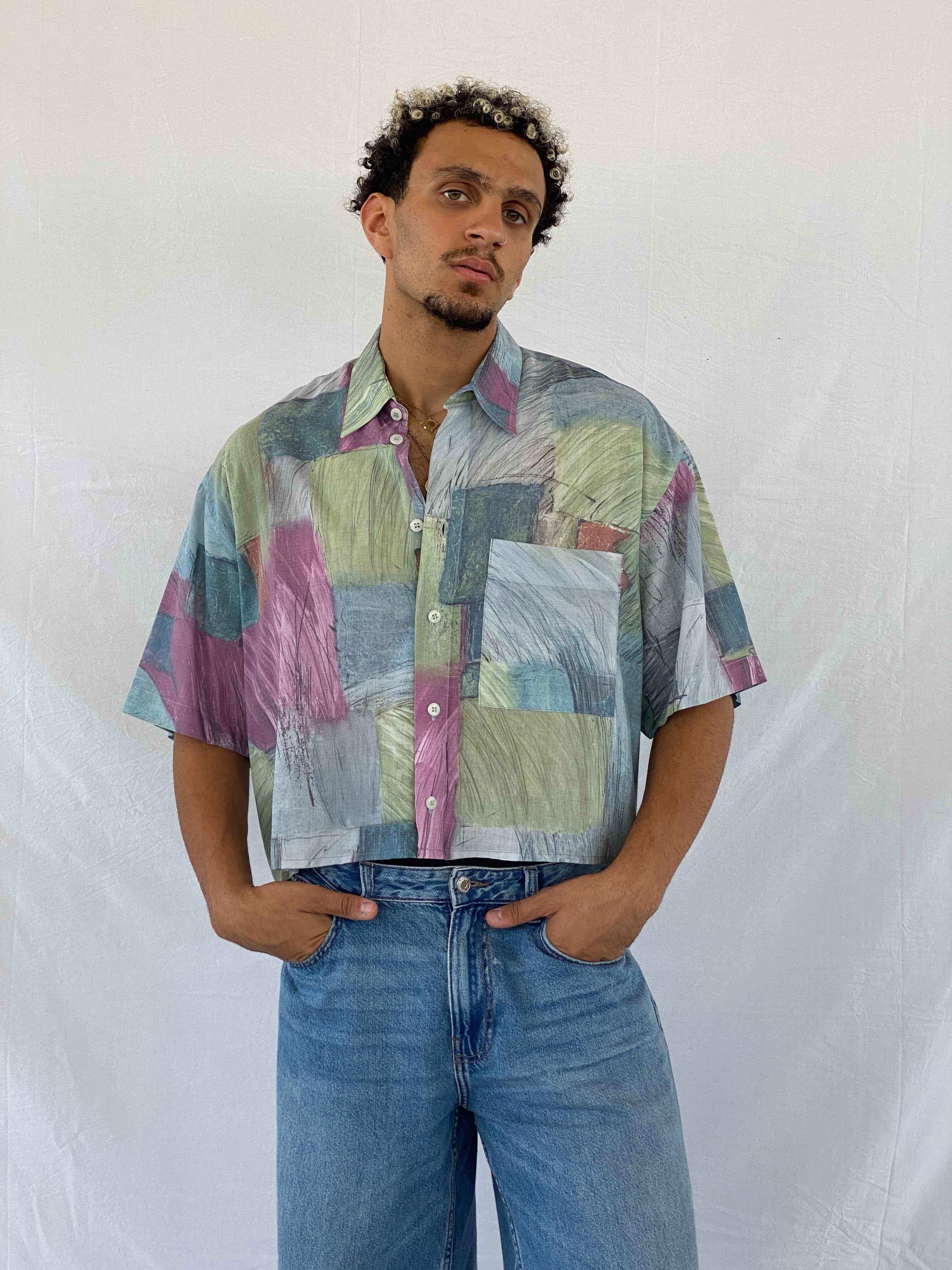 Vintage Angelo Ritrico Cropped Shirt - Balagan Vintage Half Sleeve Shirt 00s, 90s, Abdullah, half sleeve shirt, men, NEW IN