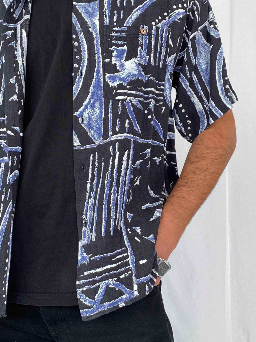 Vintage Shah-Safari Printed Shirt - Balagan Vintage Half Sleeve Shirt 90s, half sleeve shirt, men, printed shirt