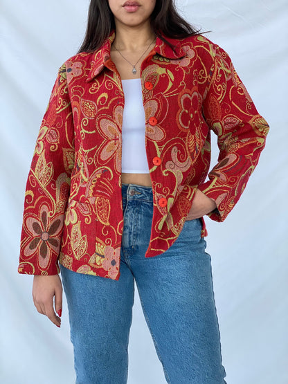 Vintage ANÜ By Natural Jacket - Balagan Vintage Jacket cotton, floral, floral embroidery, floral print, jacket, vintage