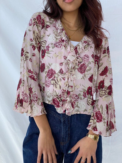 XX BY MEXX Floral Sheer Shirt - Balagan Vintage Sheer Shirt floral, floral mesh, sheer, sheer shirt