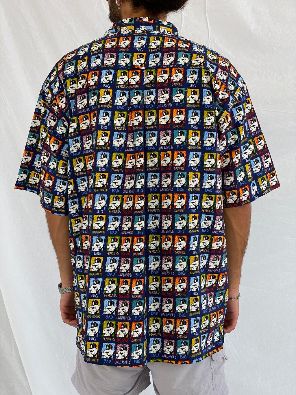 Vintage Big Dogs Half Sleeve Shirt - Balagan Vintage Half Sleeve Shirt 00s, 90s, bigdogs, crazy print, half sleeve shirt, outerwear, oversized, oversized shirt, printed shirt, prints, shirt, shirts, summer, summer prints, techno, techno wear, unisex, unisex shirts, vintage, vintage prints, women, women shirt, Y2K