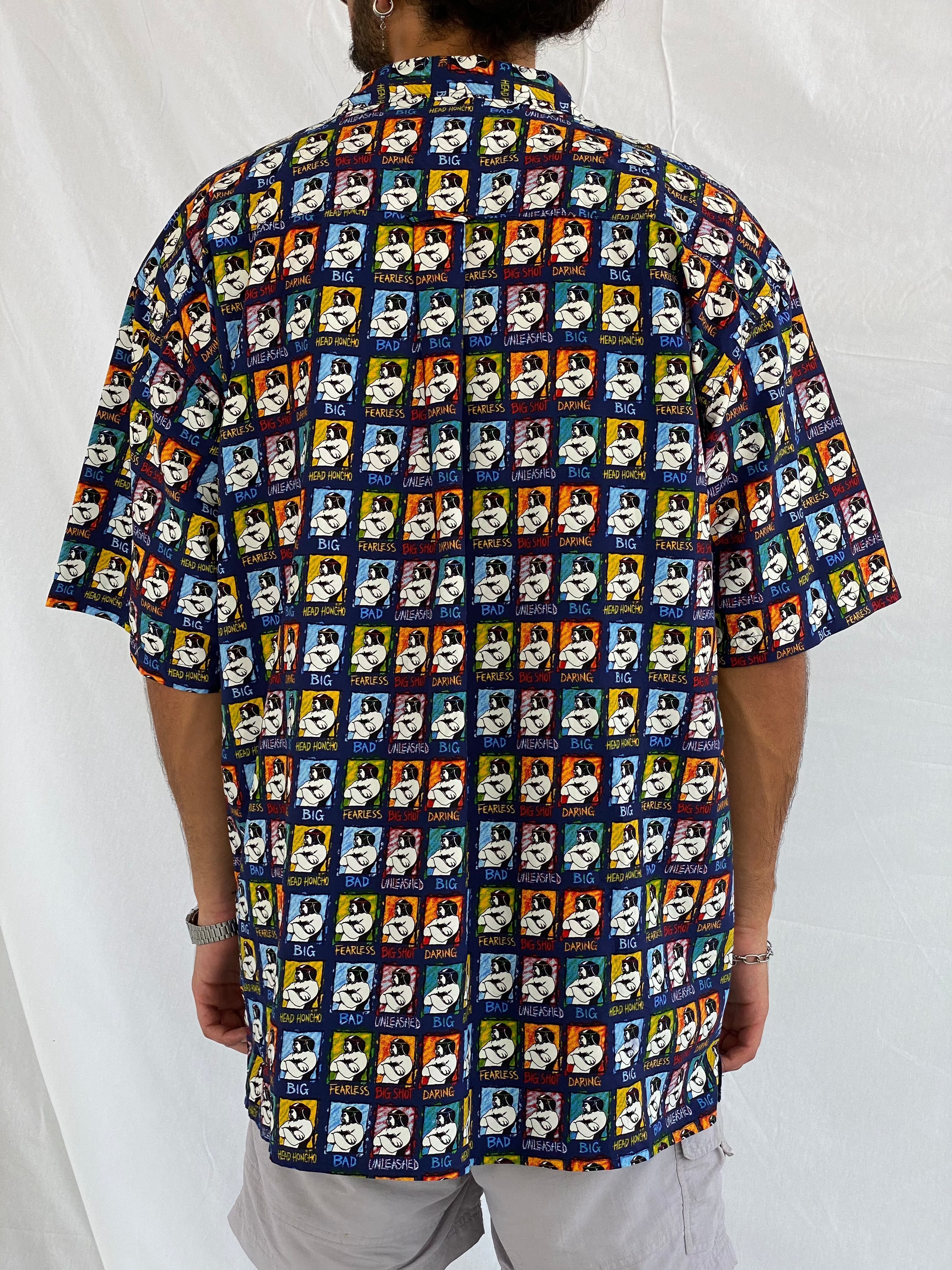 Vintage Big Dogs Half Sleeve Shirt - Balagan Vintage Half Sleeve Shirt 00s, 90s, bigdogs, crazy print, half sleeve shirt, outerwear, oversized, oversized shirt, printed shirt, prints, shirt, shirts, summer, summer prints, techno, techno wear, unisex, unisex shirts, vintage, vintage prints, women, women shirt, Y2K