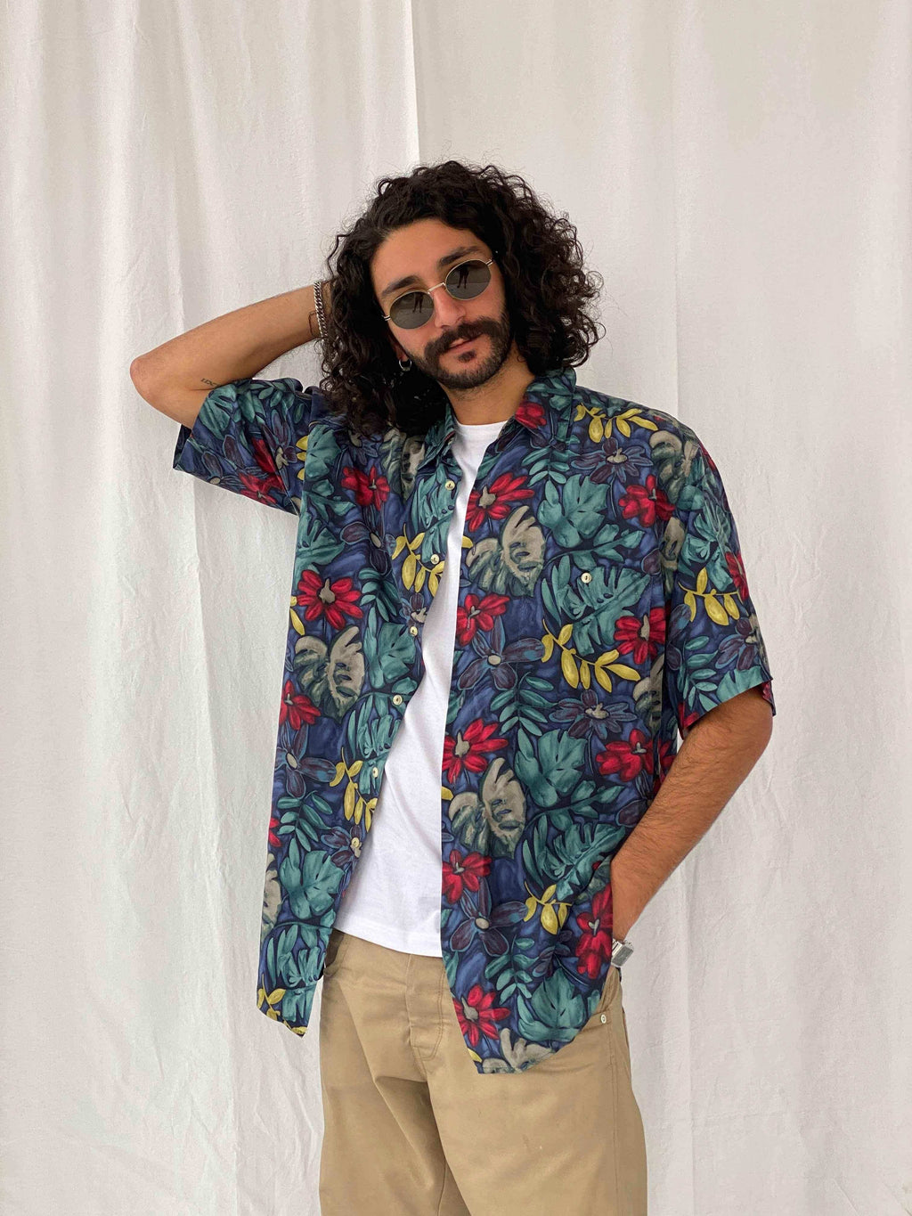 Vintage Burma Bibas Shirt - Balagan Vintage Half Sleeve Shirt 90s, half sleeve shirt, men, shirts, silk, silk shirt