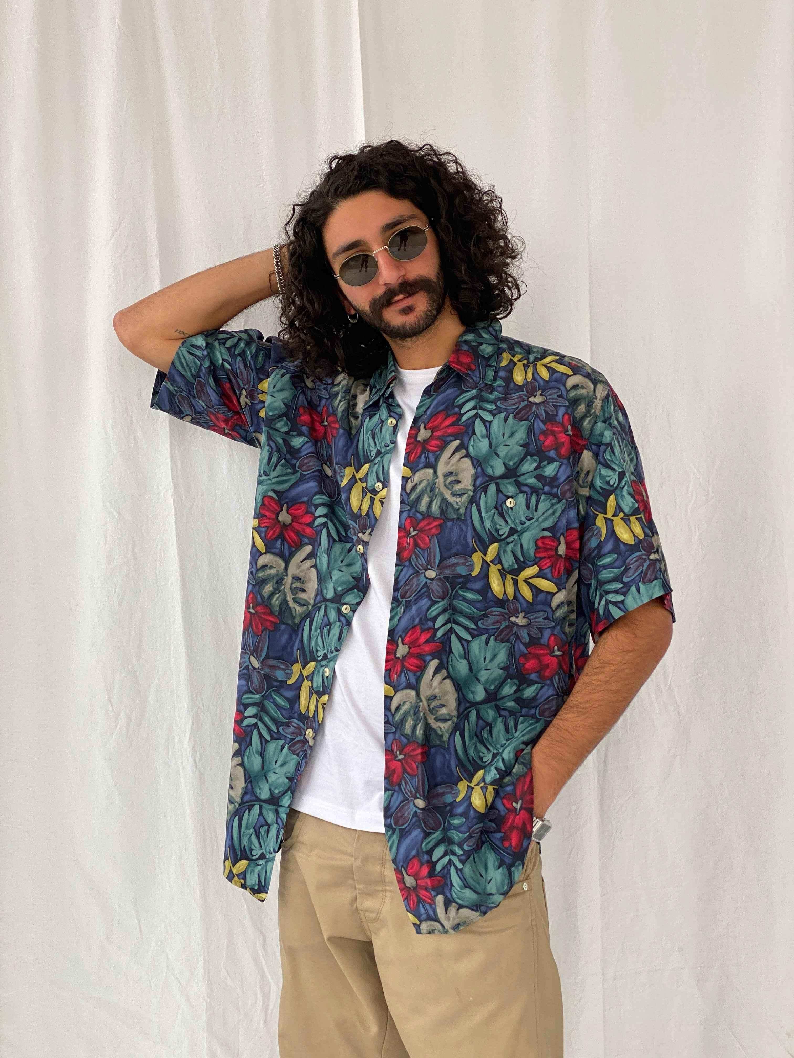 Vintage Burma Bibas Shirt - Balagan Vintage Half Sleeve Shirt 90s, half sleeve shirt, men, shirts, silk, silk shirt