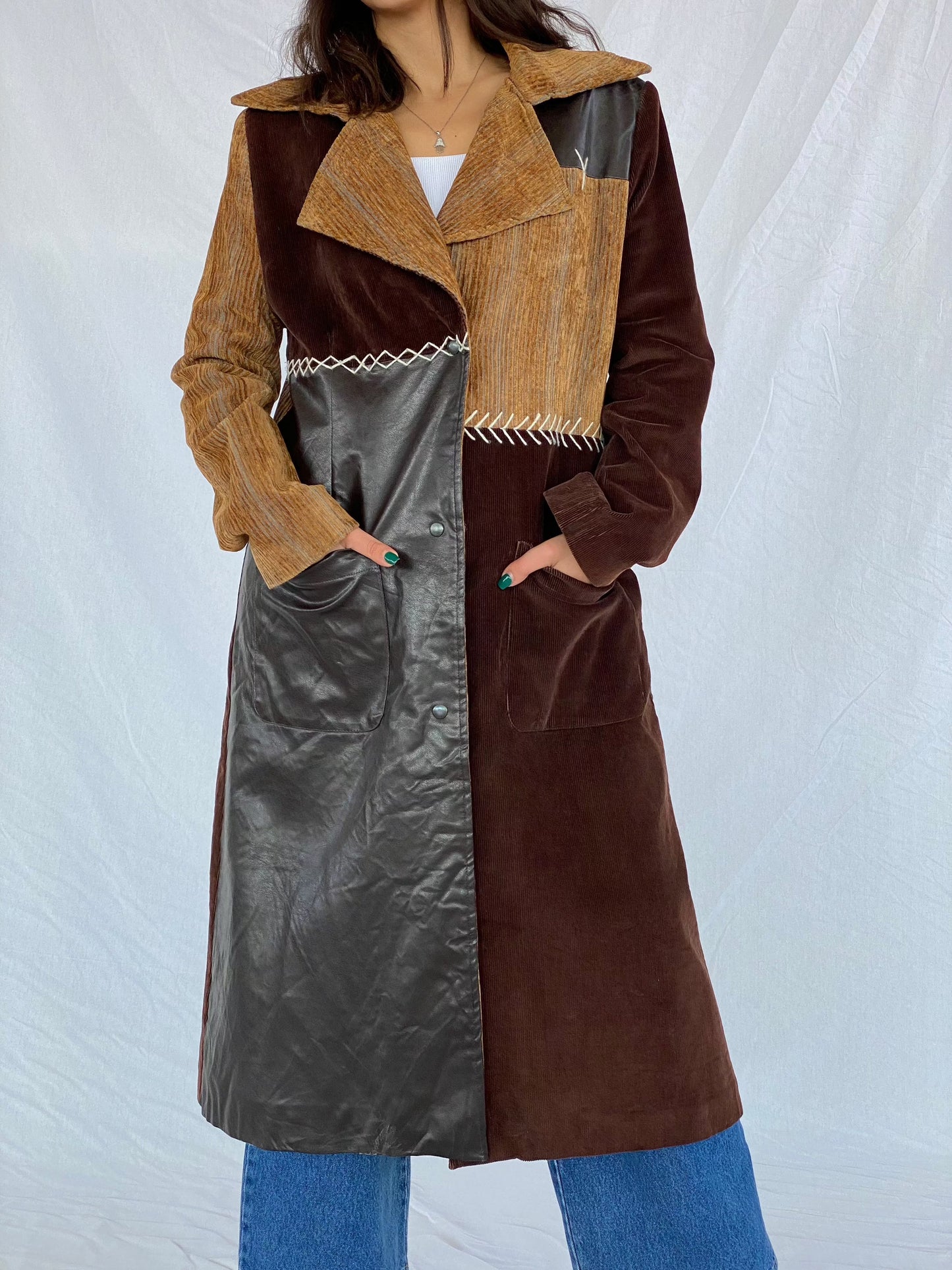 Vintage BUGARRI Collection Coat - Balagan Vintage Coat brown leather, coat, leather coat, patchwork, patchwork jacket