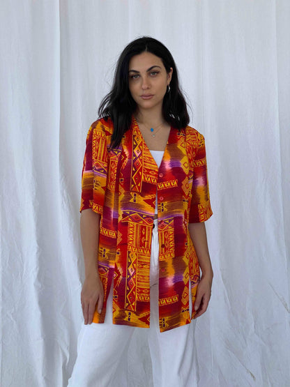 Vintage Cuitard Printed Shirt - Balagan Vintage Half Sleeve Shirt 90s, Batoul, half sleeve shirt, printed shirt