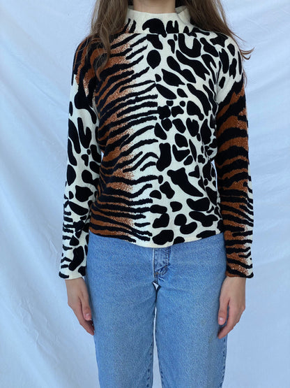 Vintage Designers Original Top - Balagan Vintage Full Sleeve Top 00s, animal print, full sleeve top