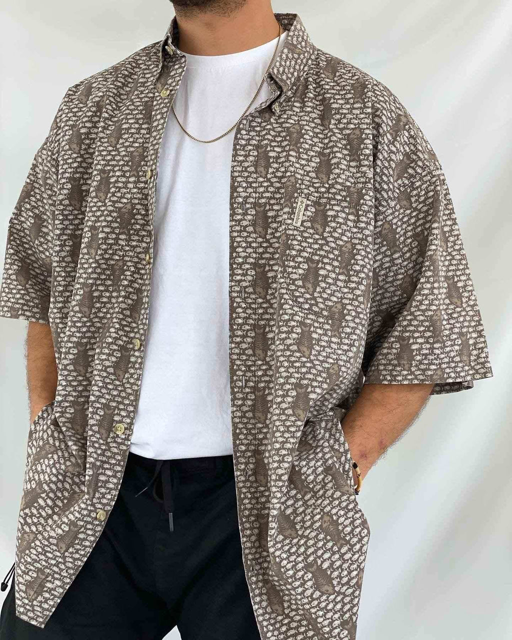 Columbia Fish Print Shirt - Balagan Vintage Half Sleeve Shirt half sleeve shirt, printed shirt, shirt, shirts, streetwear, techno, techno wear, unisex, unisex shirts, vintage, vintage prints