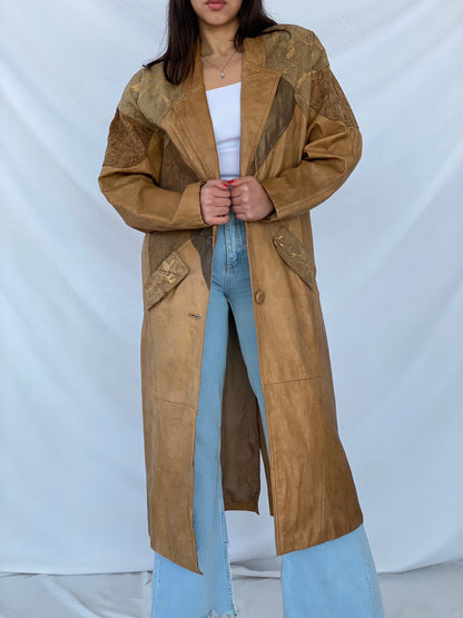 Vintage 90s JOHN WEITZ Genuine Leather Coat - Balagan Vintage Leather Coat 90s, brown leather, genuine leather, genuine leather coat, genuine leather jacket, leather coat