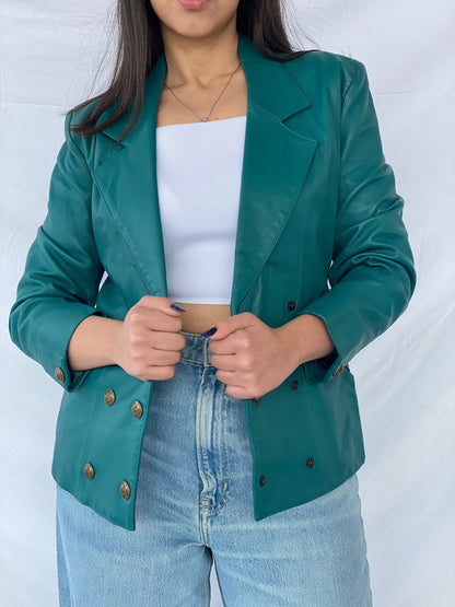 Vintage Gabriel Angeli Creation Paris Genuine Leather Blazer - Balagan Vintage Leather Blazer blazer, full sleeve blazer, genuine leather, leather blazer