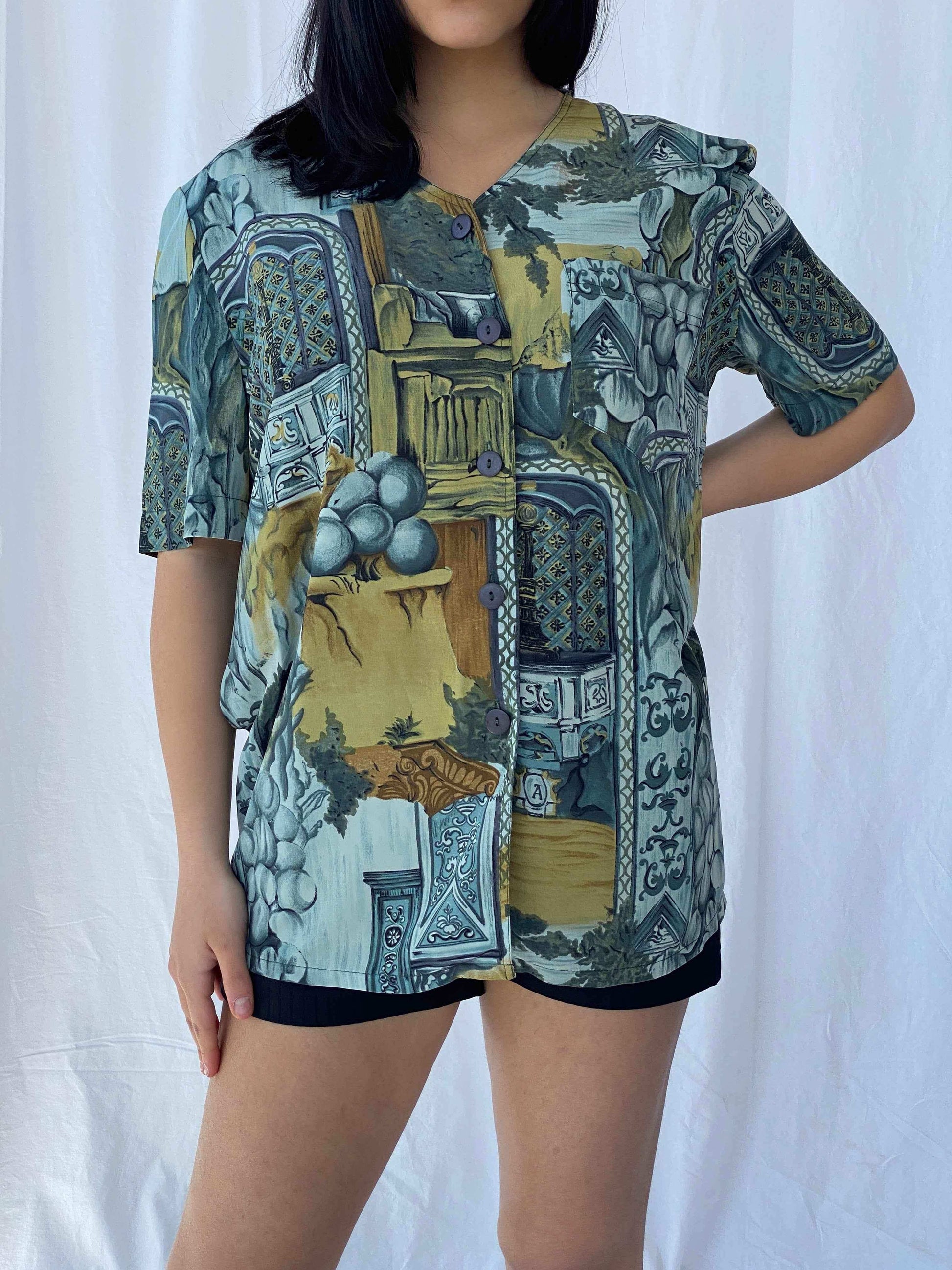 Vintage Taylor Square Shirt - Balagan Vintage Half Sleeve Shirt 90s, half sleeve shirt, printed shirt