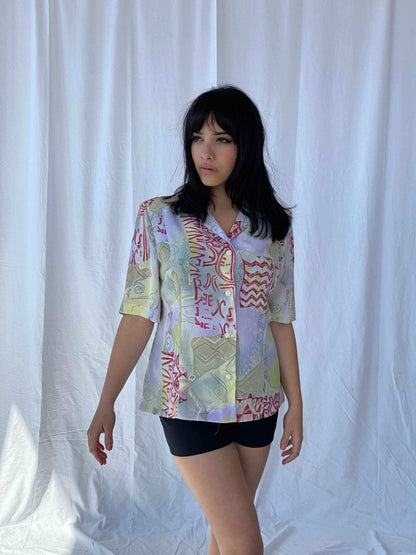 Vintage Gévana Shirt - Balagan Vintage Half Sleeve Shirt 90s, half sleeve shirt, print, printed shirt