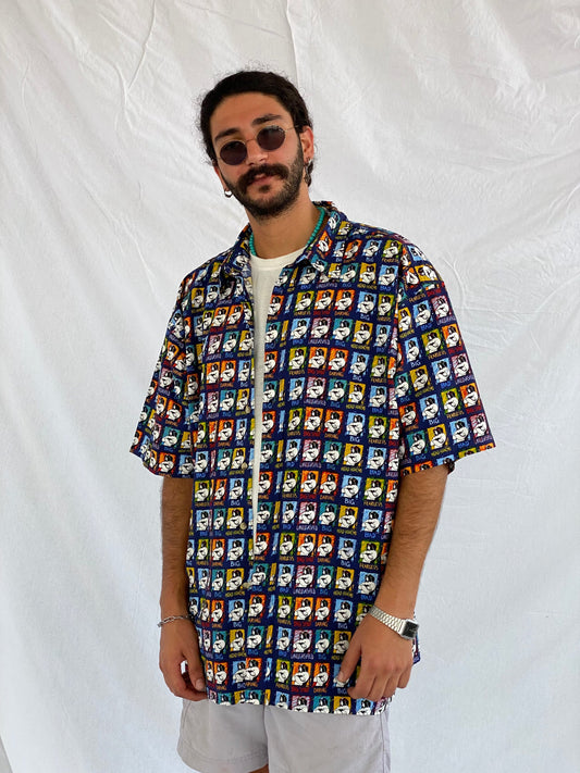 Vintage Big Dogs Half Sleeve Shirt - Balagan Vintage Half Sleeve Shirt 00s, 90s, bigdogs, crazy print, half sleeve shirt, outerwear, oversized, oversized shirt, printed shirt, prints, shirt, shirts, summer, summer prints, techno, techno wear, unisex, unisex shirts, vintage, vintage prints, women, women shirt, Y2K