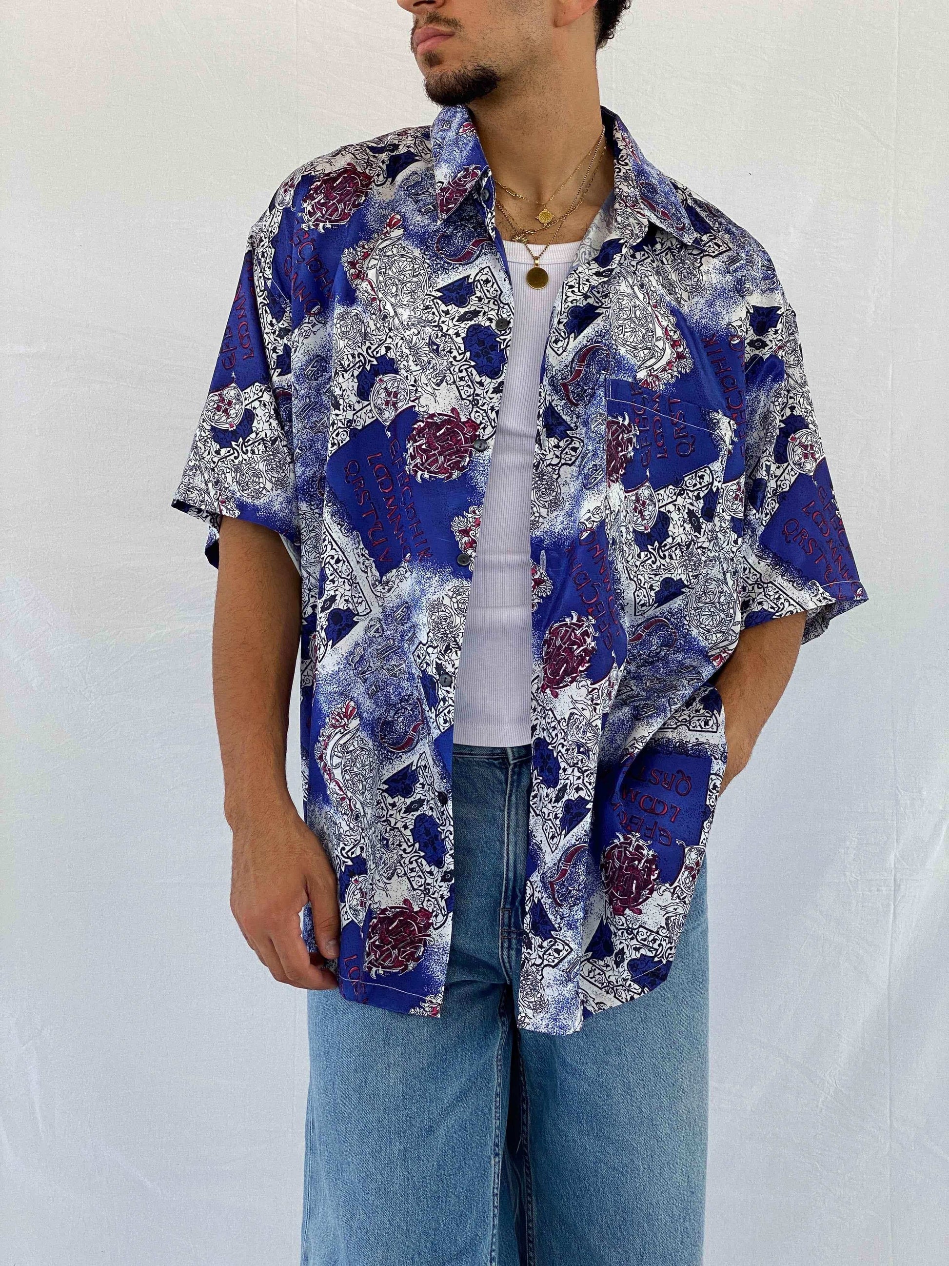 Vintage THAI Silk Printed Shirt - Balagan Vintage Half Sleeve Shirt 90s, Abdullah, half sleeve shirt, men, NEW IN, shirts