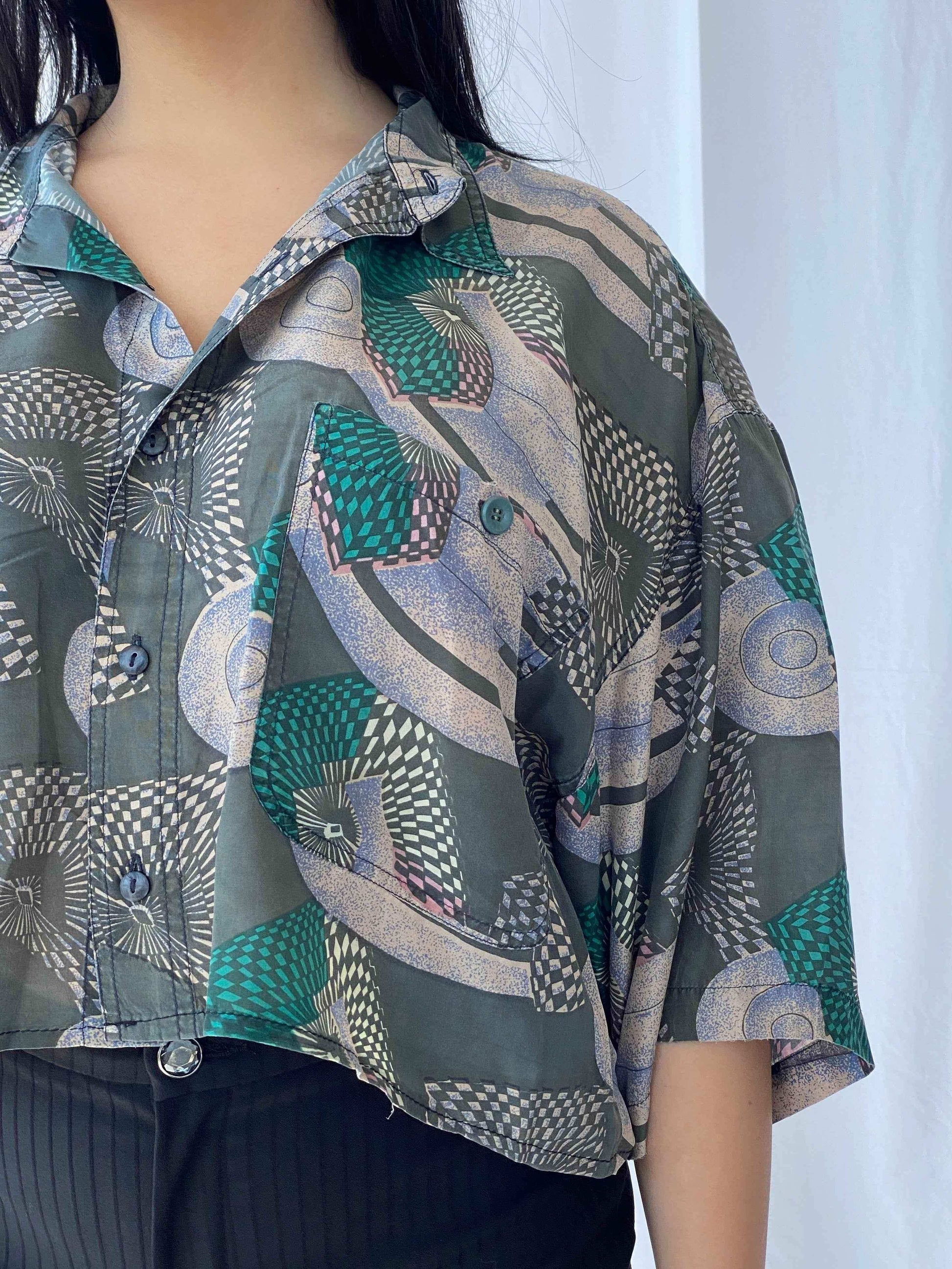 Vintage Chivalry Cropped Shirt - Balagan Vintage Cropped Shirt 90s, cropped, Cropped shirt, half sleeve shirt