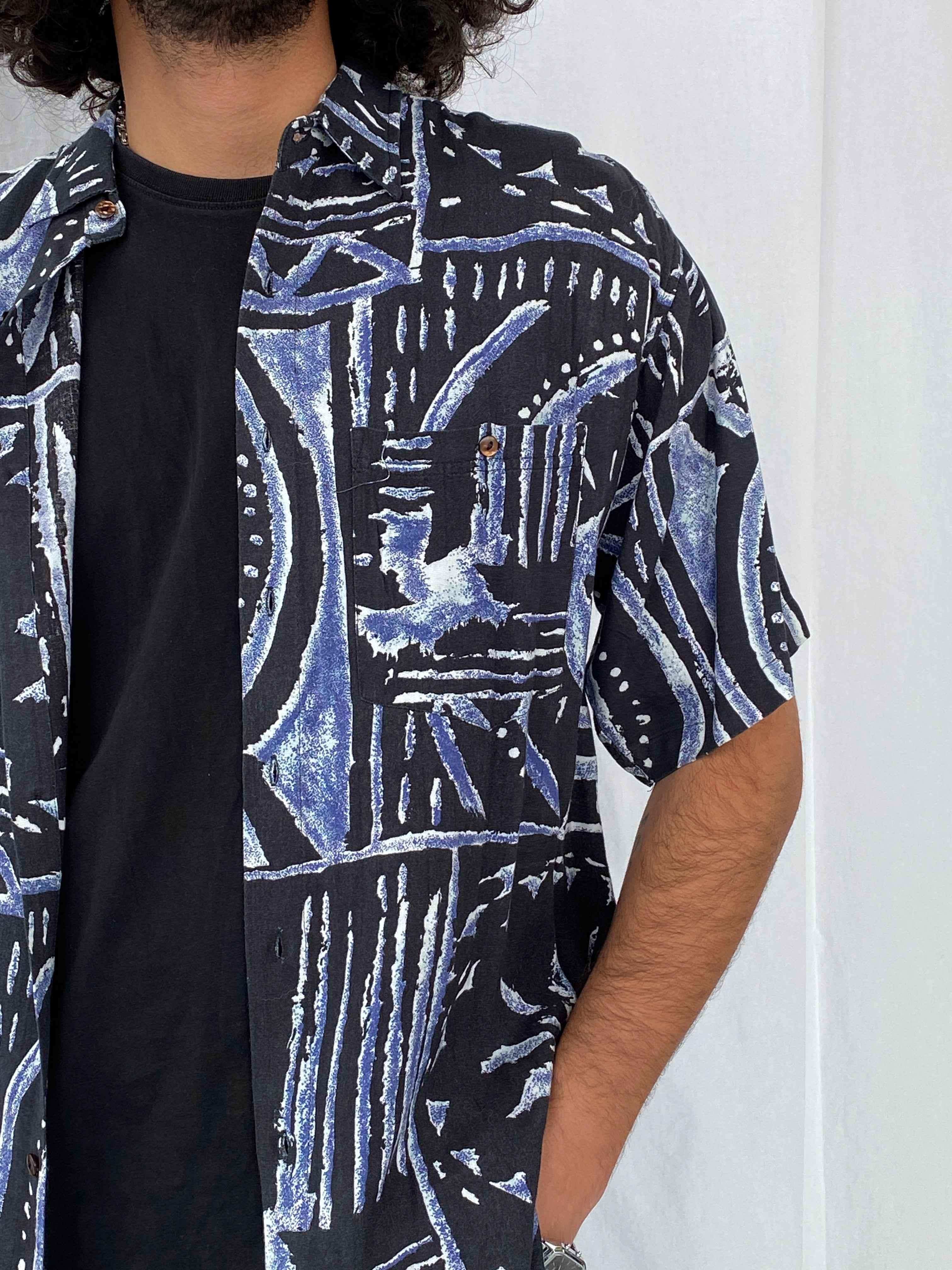 Vintage Shah-Safari Printed Shirt - Balagan Vintage Half Sleeve Shirt 90s, half sleeve shirt, men, printed shirt