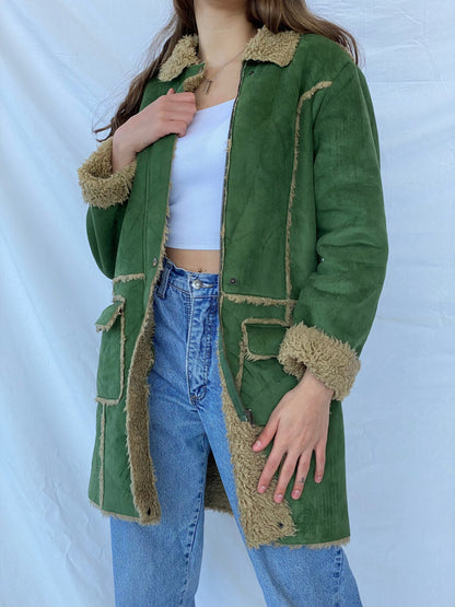 Vintage Afghan Style Coat - Balagan Vintage Jacket fur jacket, green, jacket