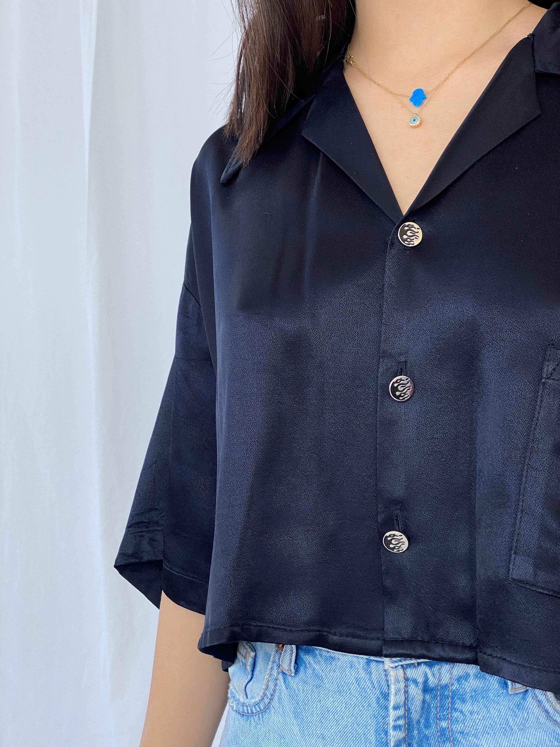 Vintage Johnny Suede Cropped Shirt - Balagan Vintage Cropped Shirt 90s, Batoul, cropped, Cropped shirt, shirt