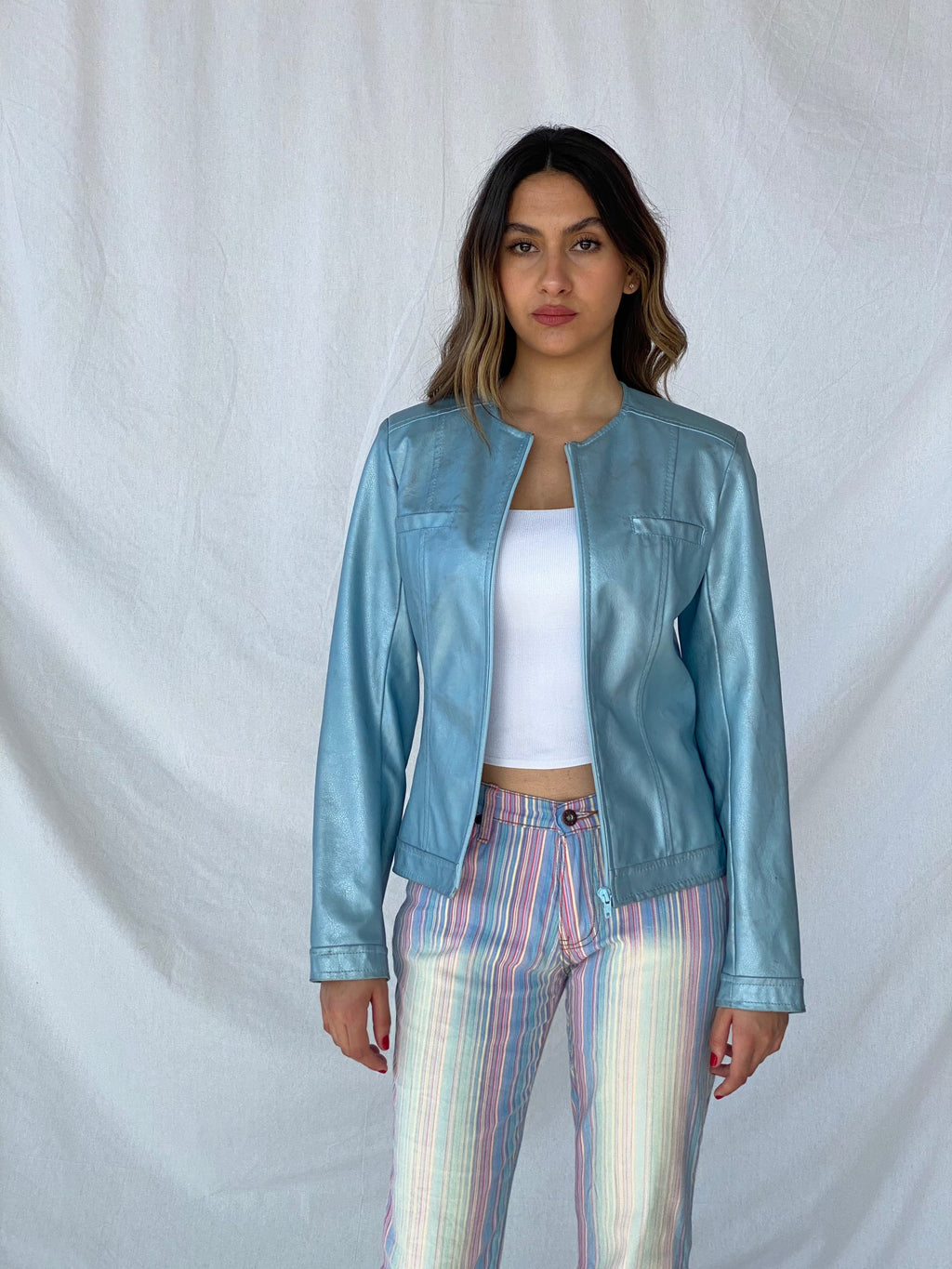 Y2K MORGAN DE TOI Metallic Blue Jacket - Balagan Vintage Jacket 00s, jacket, outerwear, streetwear, vintage, vintage jacket