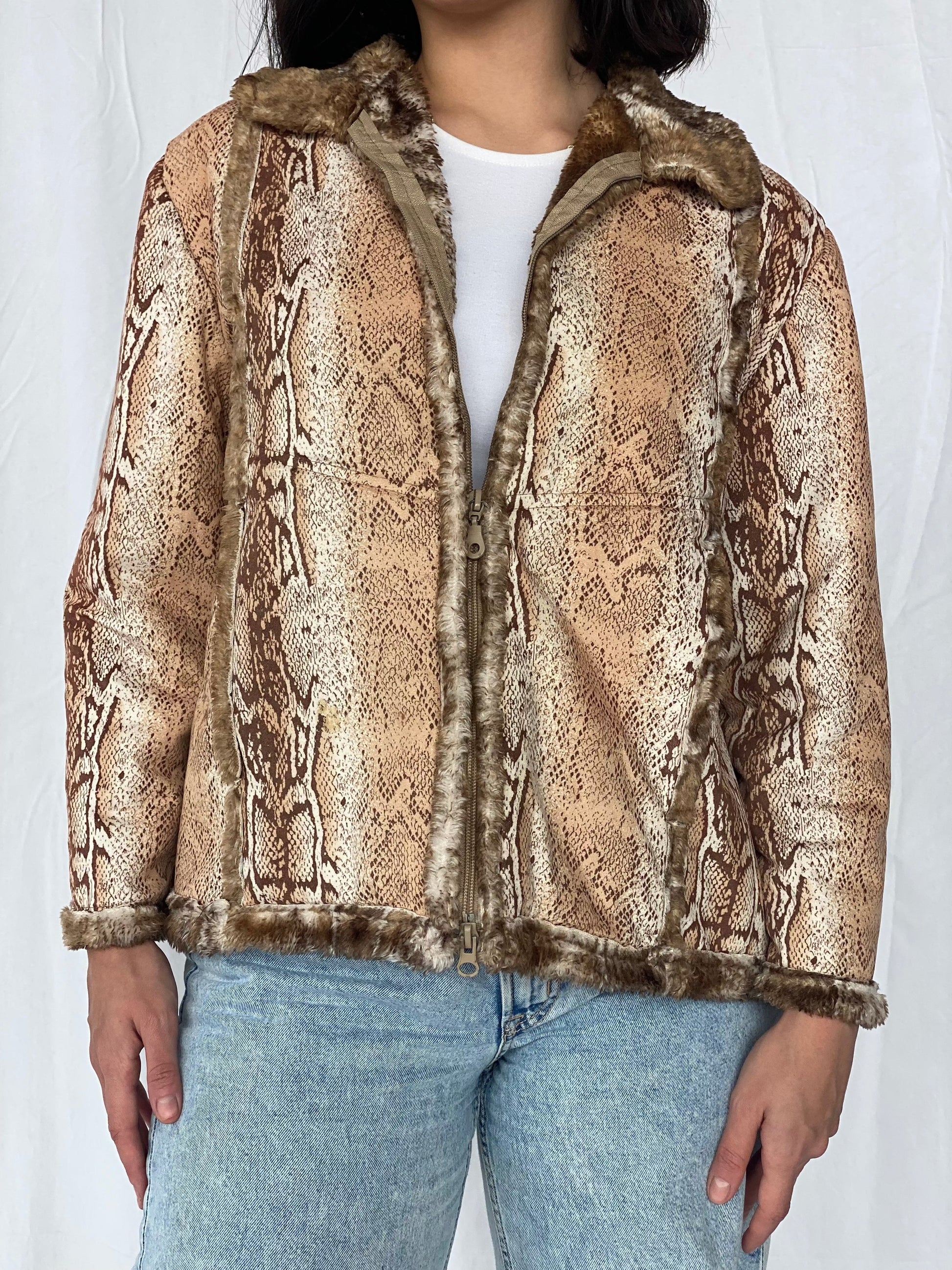 Vintage Animal Print Jacket With Faux Fur - Balagan Vintage Jacket 00s, jacket, vintage