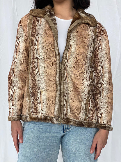 Vintage Animal Print Jacket With Faux Fur - Balagan Vintage Jacket 00s, jacket, vintage