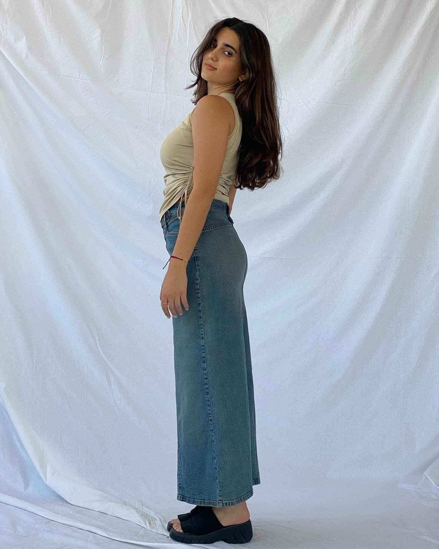 Vintage LEE COOPER Maxi Denim Skirt - Balagan Vintage Maxi Skirt denim skirt, maxi denim skirt, skirt, streetwear, women