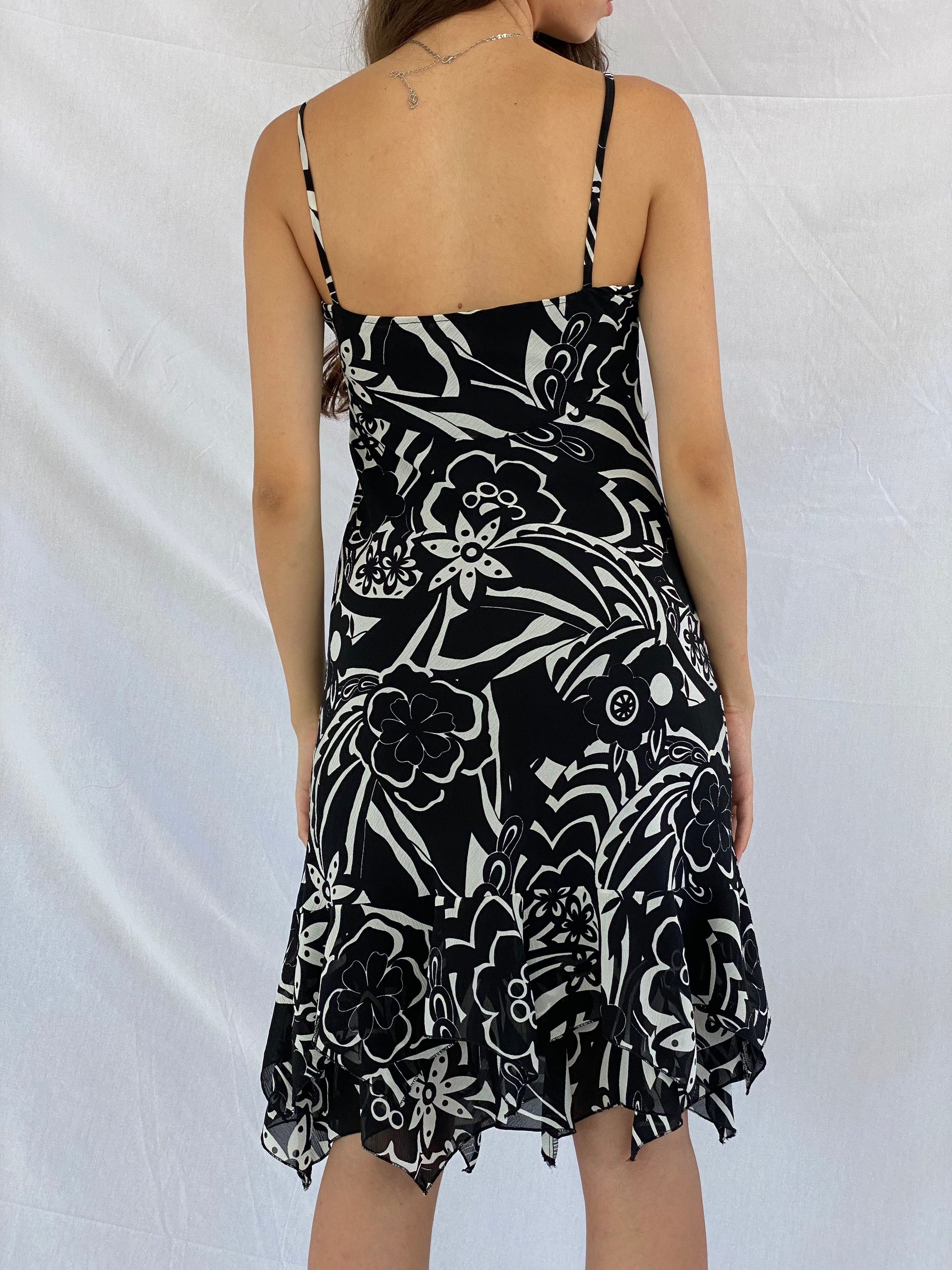 Vintage TORERO Midi Floral Dress - Balagan Vintage Midi Dress 00s, 00s dress, 90s, 90s dress, black dress, dress, floral dress, floral print, flower pattern, midi dress, Rahmeh, spaghetti strap dress, summer, summer prints, vintage, vintage dress, women