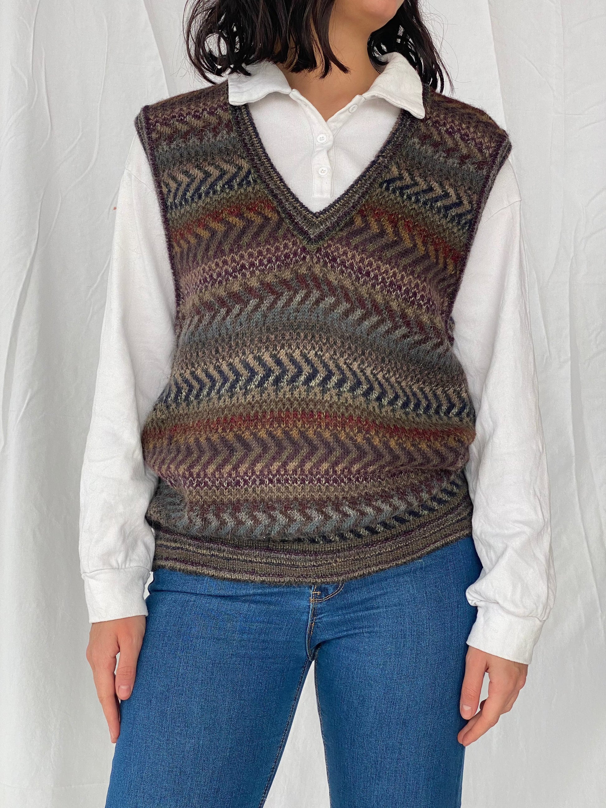 Vintage The Peruvian Connection Sweater Vest - Balagan Vintage Vest 80s, 90s, knit, knitted, vest, vintage