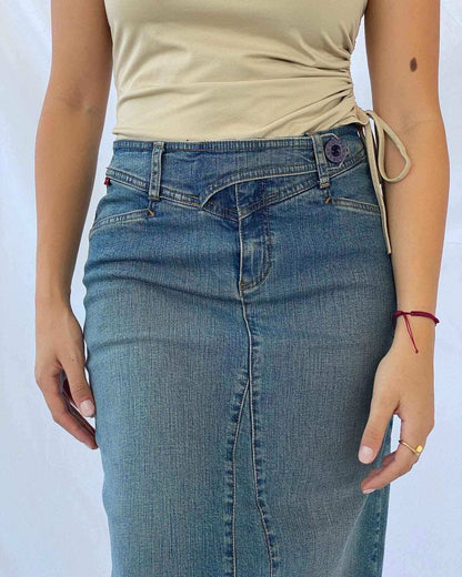 Vintage LEE COOPER Maxi Denim Skirt - Balagan Vintage Maxi Skirt denim skirt, maxi denim skirt, skirt, streetwear, women