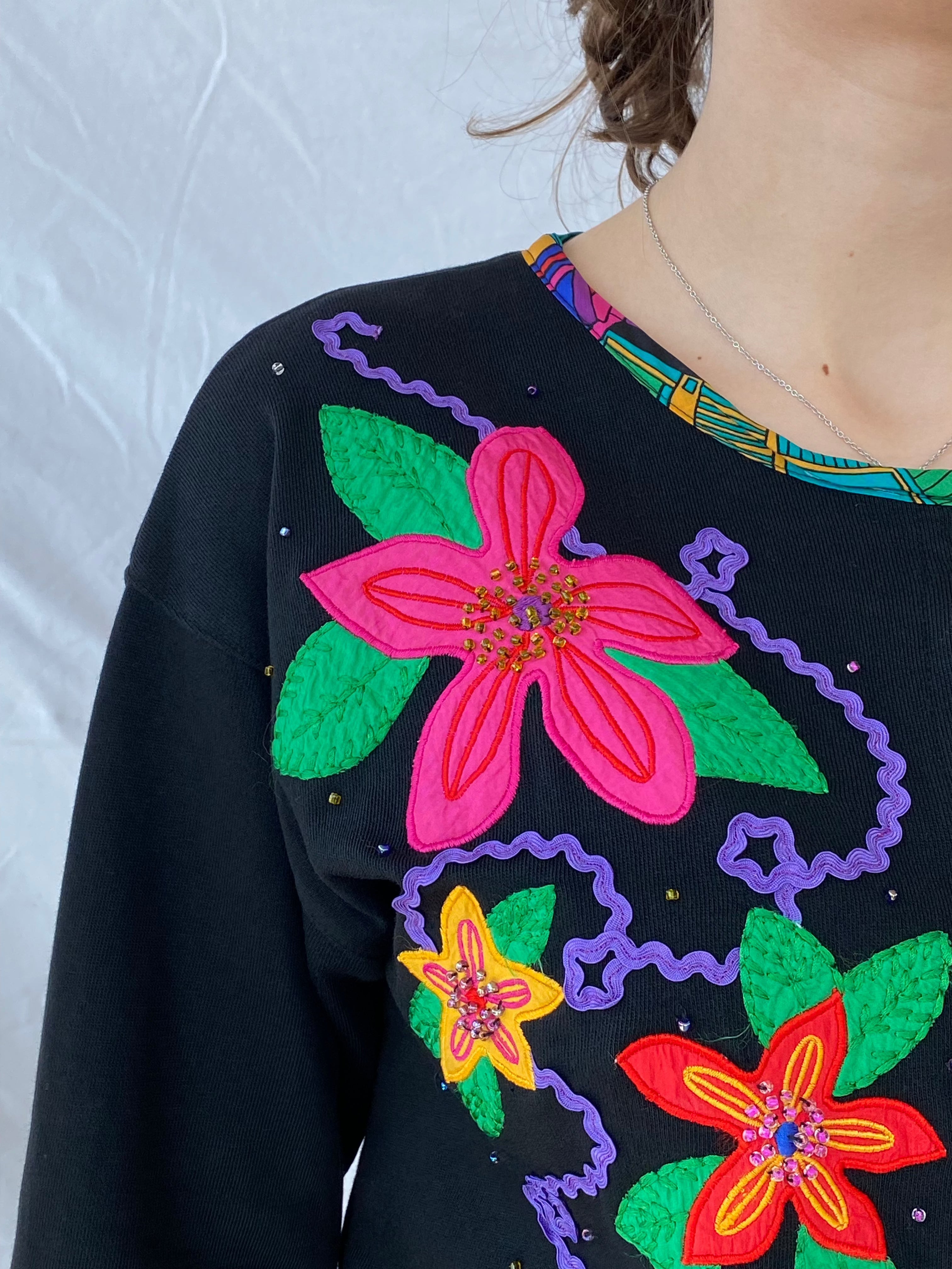 Vintage Carole Little CL Sport Cardigan - Balagan Vintage Cardigan cardigan, floral, floral embroidery, formal