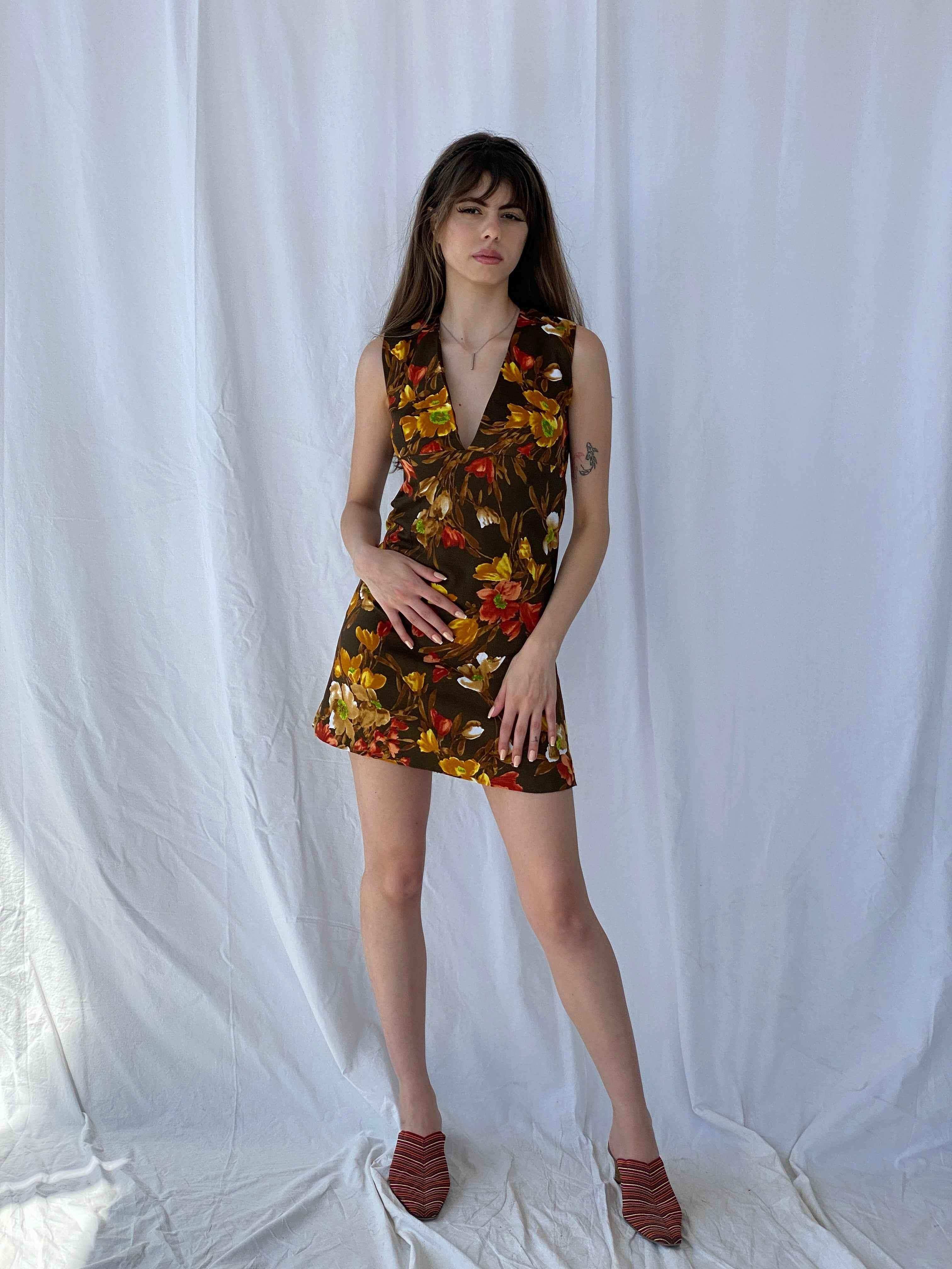 Vintage Handmade Floral Dress - Balagan Vintage Mini Dress 90s, floral, floral dress, Mira