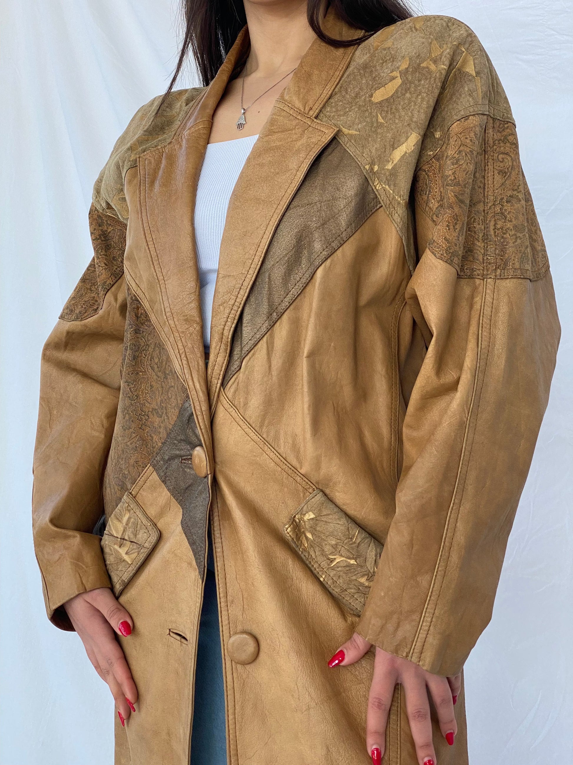 Vintage 90s JOHN WEITZ Genuine Leather Coat - Balagan Vintage Leather Coat 90s, brown leather, genuine leather, genuine leather coat, genuine leather jacket, leather coat