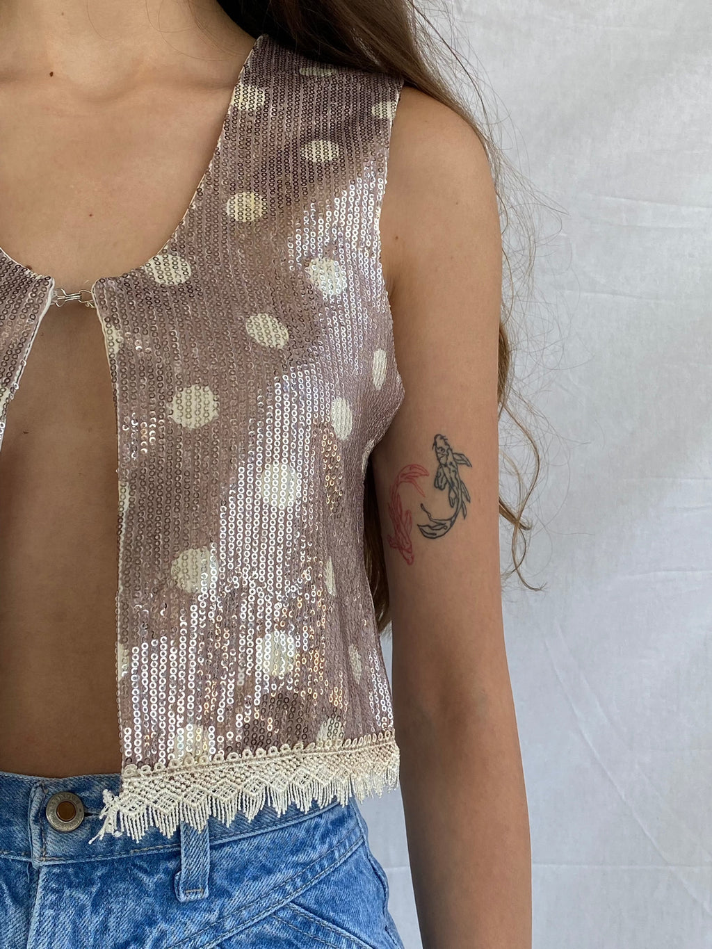 Vintage Sequin Cropped Vest - Balagan Vintage Vest 00s, 90s, outerwear, vintage, women