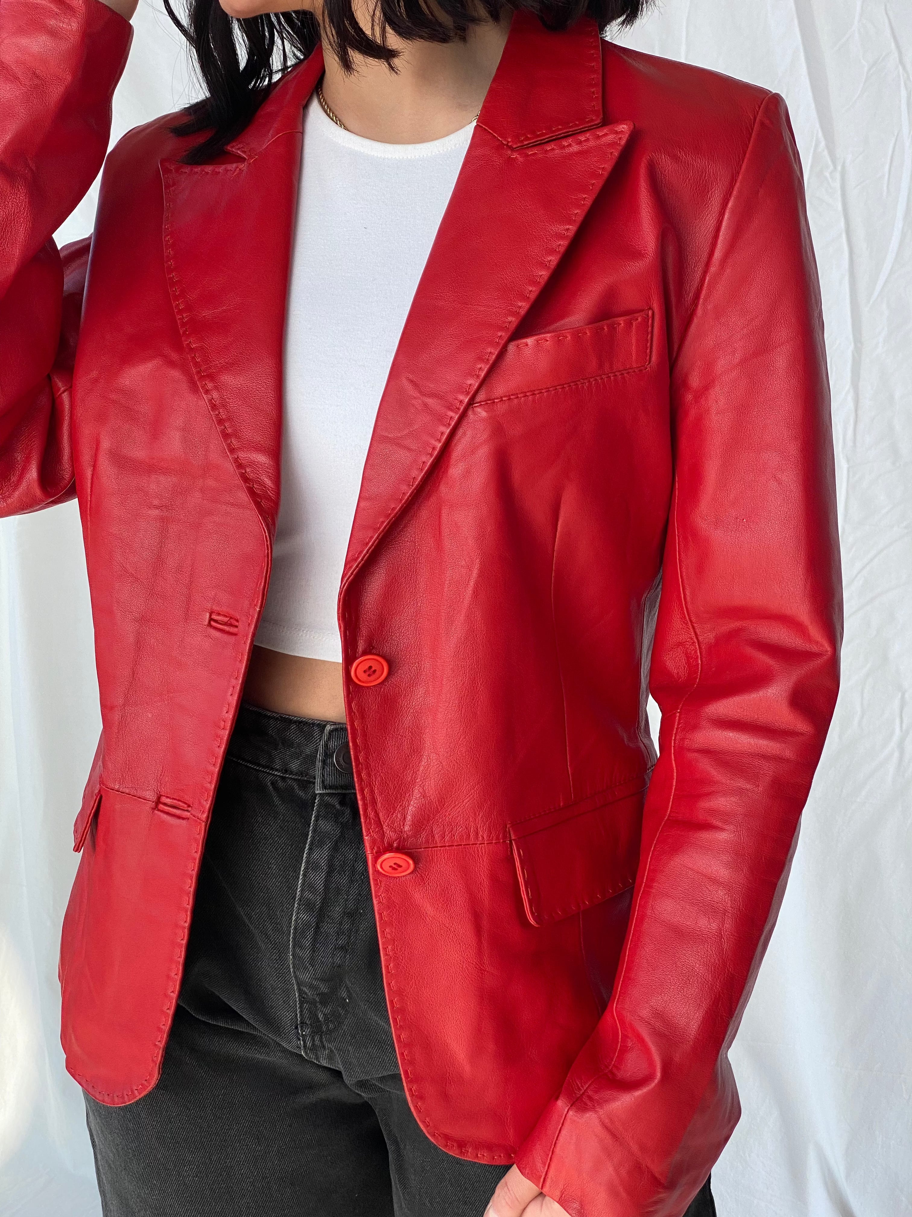 Max Original Leather Blazer - Balagan Vintage Blazer 90s, blazer, genuine leather, genuine leather jacket, leather blazer, vintage