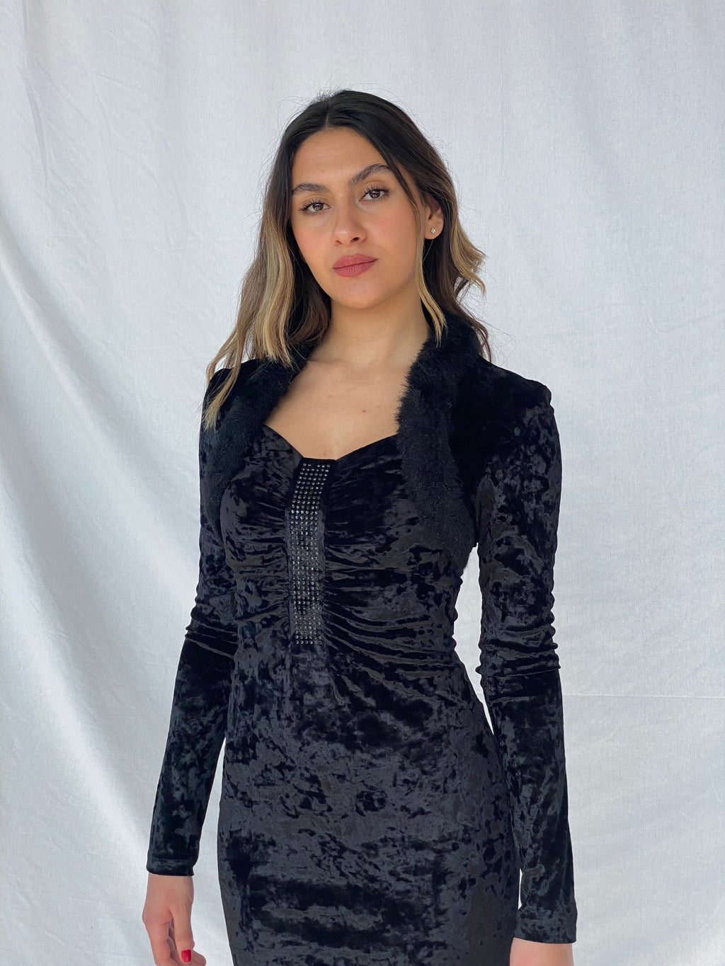 Vintage New Day Velvet Dress - Balagan Vintage Velvet Dress 90s, dress, outerwear, velvet, velvet dress, vintage, vintage dress