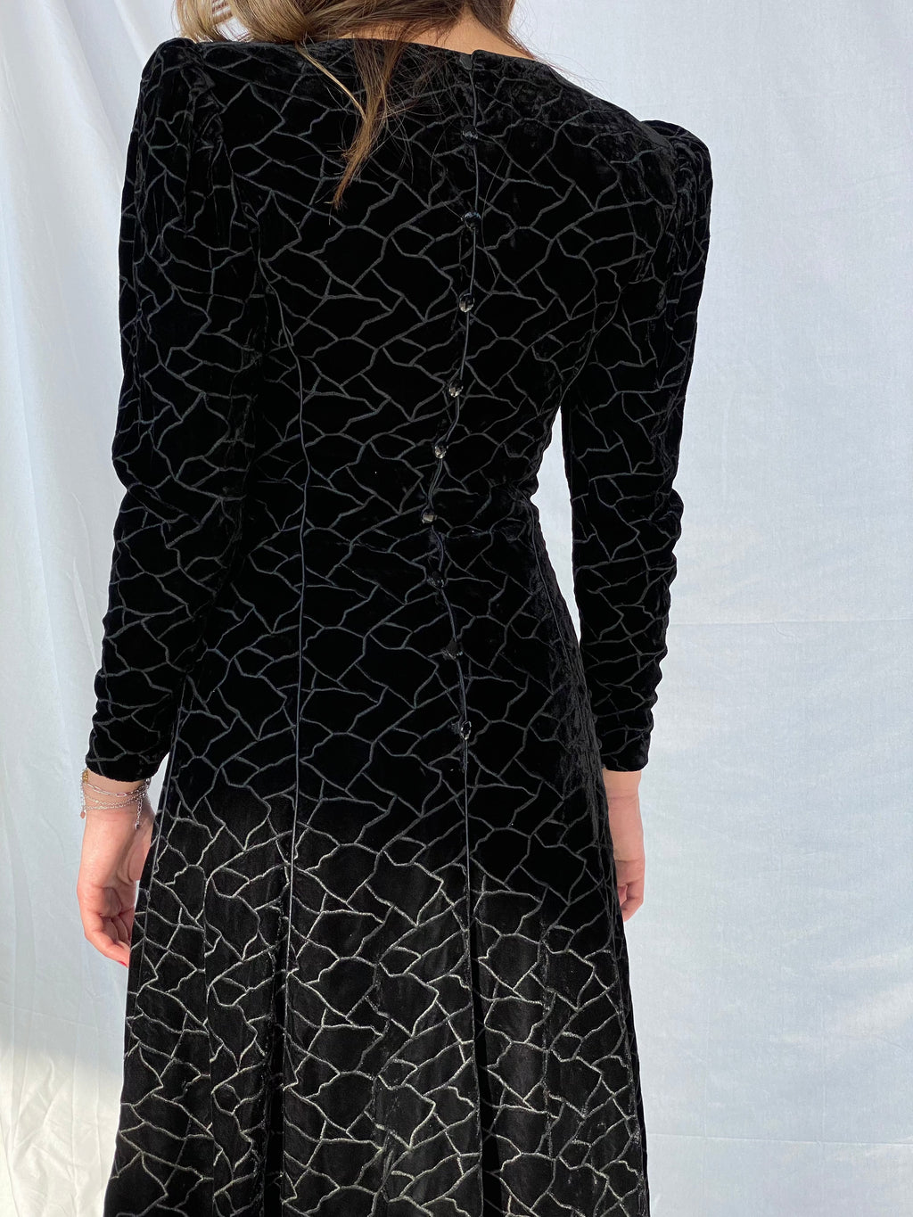 Vintage 80s/90s Emanuel Ungaro Velvet Dress - Balagan Vintage Velvet Dress 90s, black dress, dress, velvet, velvet dress, vintage