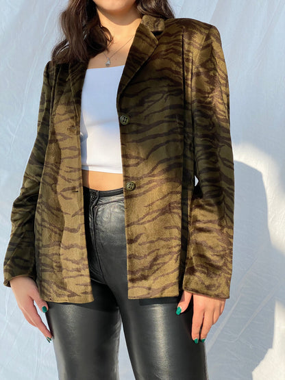 Vintage Animal Print Jacket - Balagan Vintage Blazer 90s, blazer, outerwear, oversized, vintage, vintage blazer