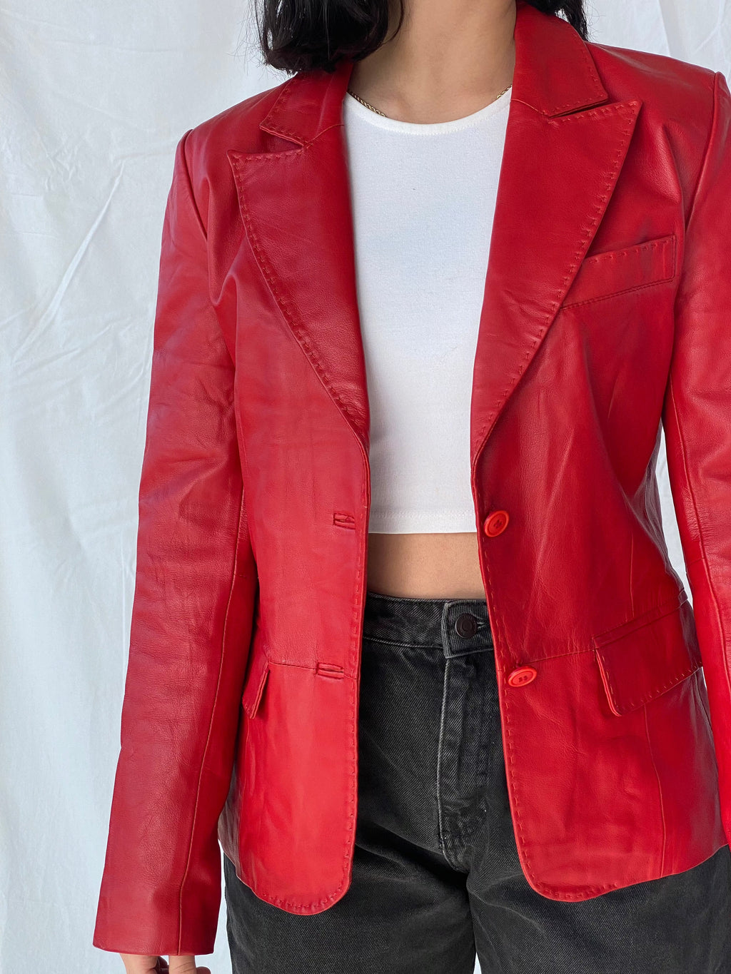 Max Original Leather Blazer - Balagan Vintage Blazer 90s, blazer, genuine leather, genuine leather jacket, leather blazer, vintage