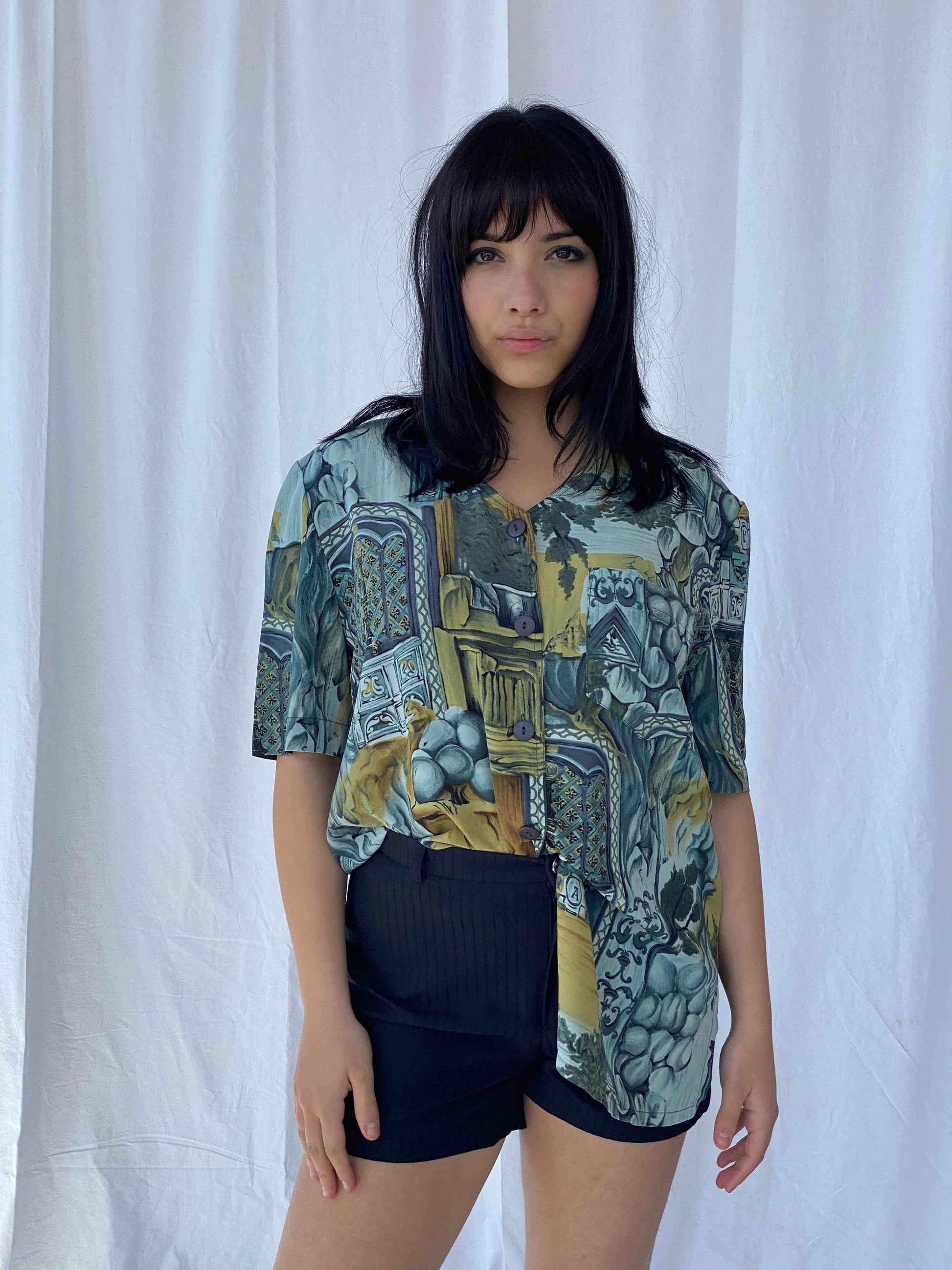 Vintage Taylor Square Shirt - Balagan Vintage Half Sleeve Shirt 90s, half sleeve shirt, printed shirt