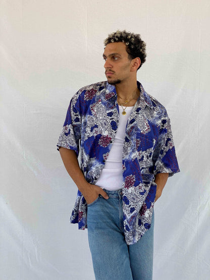 Vintage THAI Silk Printed Shirt - Balagan Vintage Half Sleeve Shirt 90s, Abdullah, half sleeve shirt, men, NEW IN, shirts