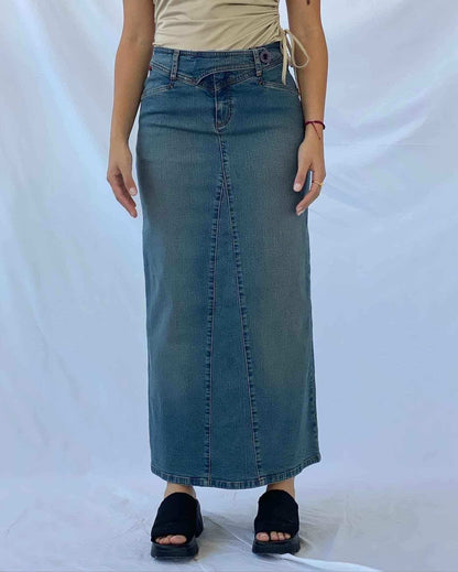 Vintage LEE COOPER Maxi Denim Skirt - Balagan Vintage Maxi Skirt denim skirt, maxi denim skirt, skirt, streetwear, women