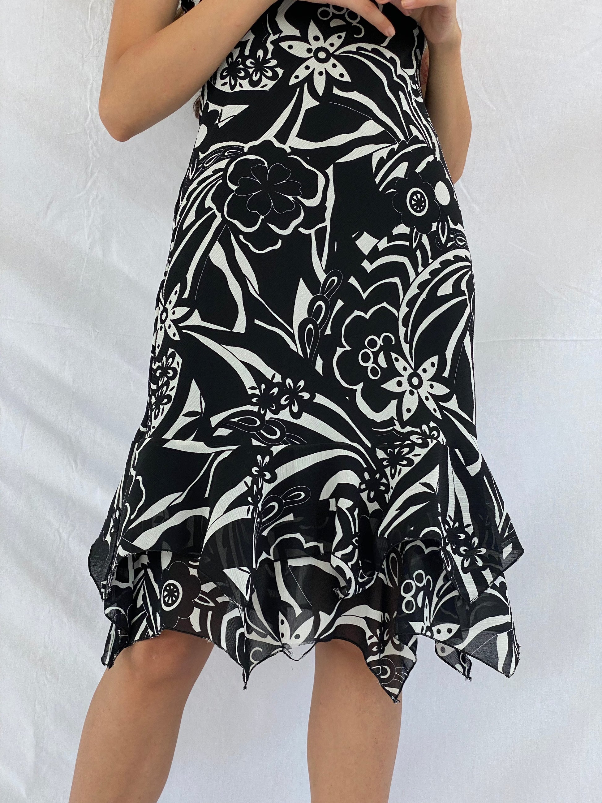 Vintage TORERO Midi Floral Dress - Balagan Vintage Midi Dress 00s, 00s dress, 90s, 90s dress, black dress, dress, floral dress, floral print, flower pattern, midi dress, Rahmeh, spaghetti strap dress, summer, summer prints, vintage, vintage dress, women