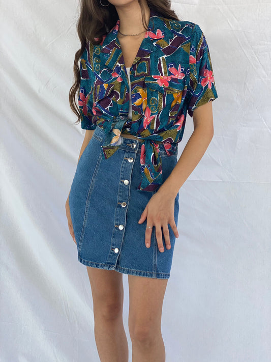 Vintage MAGGIE LAWRENCE Printed Shirt - Balagan Vintage Half Sleeve Shirt 00s, 90s, crazy print, half sleeve shirt, Hawaiian shirt, printed shirt, prints, shirt, shirts, streetwear, summer, summer prints, techno, techno wear, Top, unisex, unisex shirts, vintage, vintage prints, women, women top, Y2K