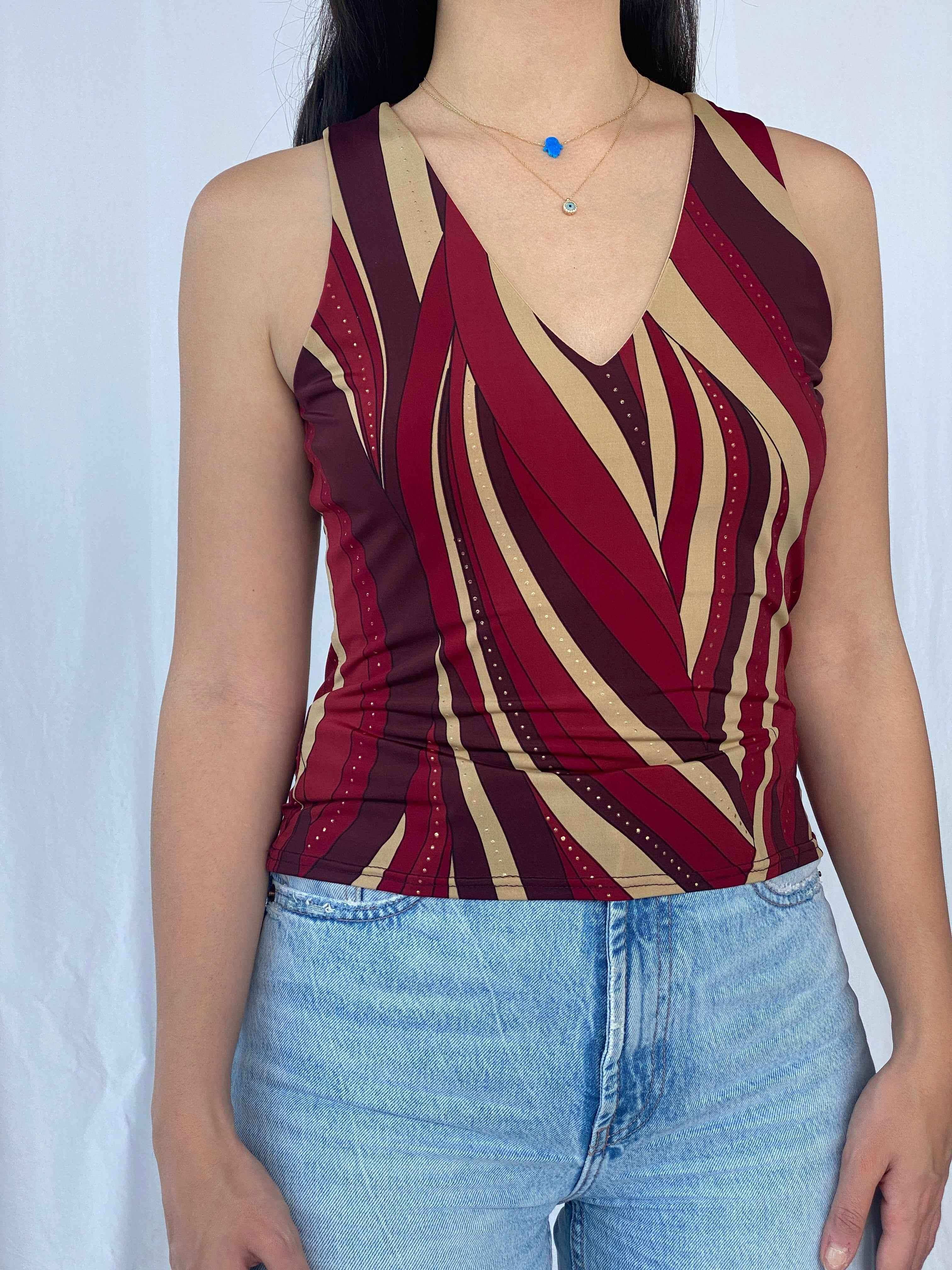 Y2K Time Top - Balagan Vintage Sleeveless Top 00s,Batoul,print