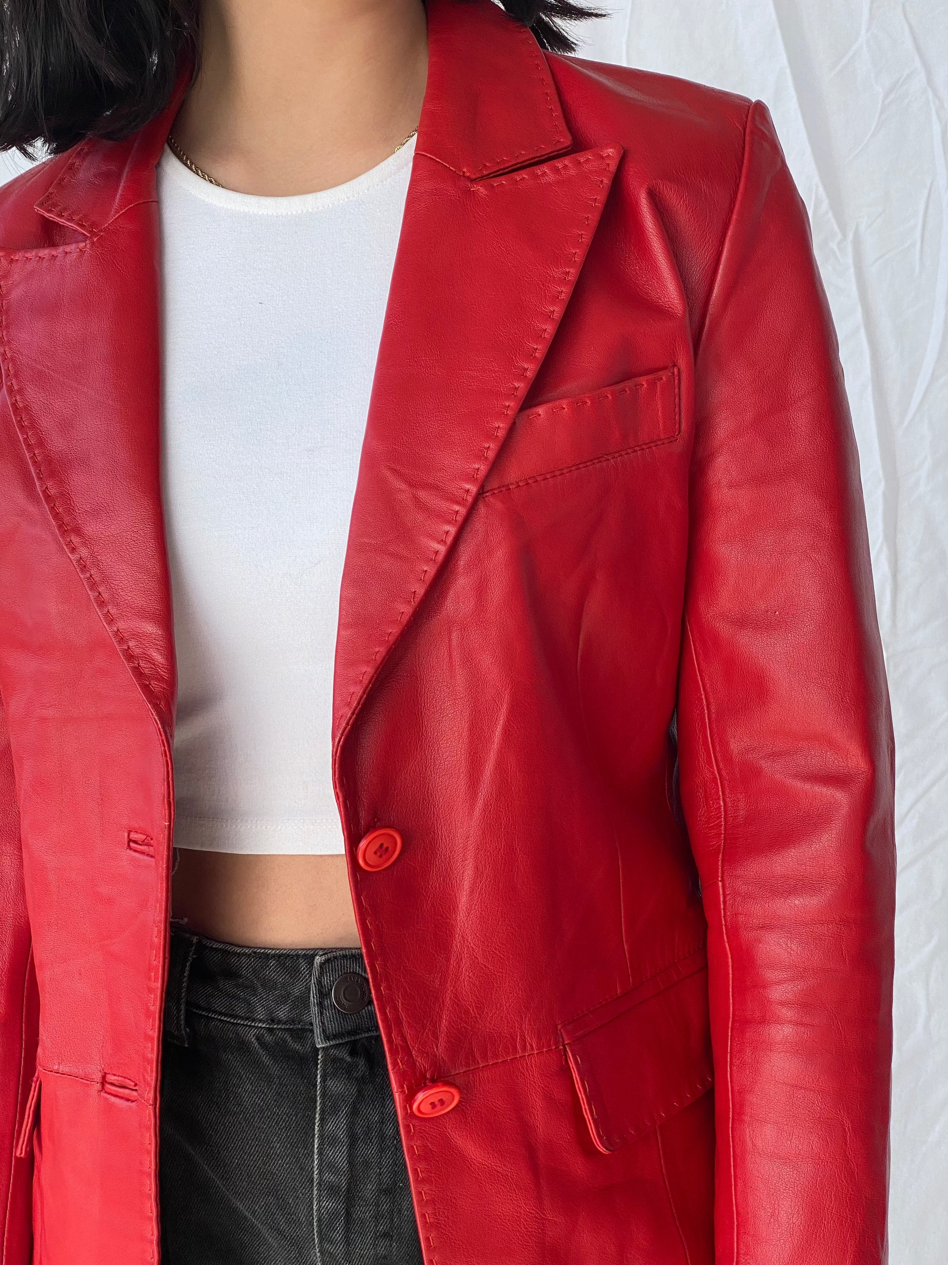 Max Original Leather Blazer - Balagan Vintage Blazer 90s, blazer, genuine leather, genuine leather jacket, leather blazer, vintage