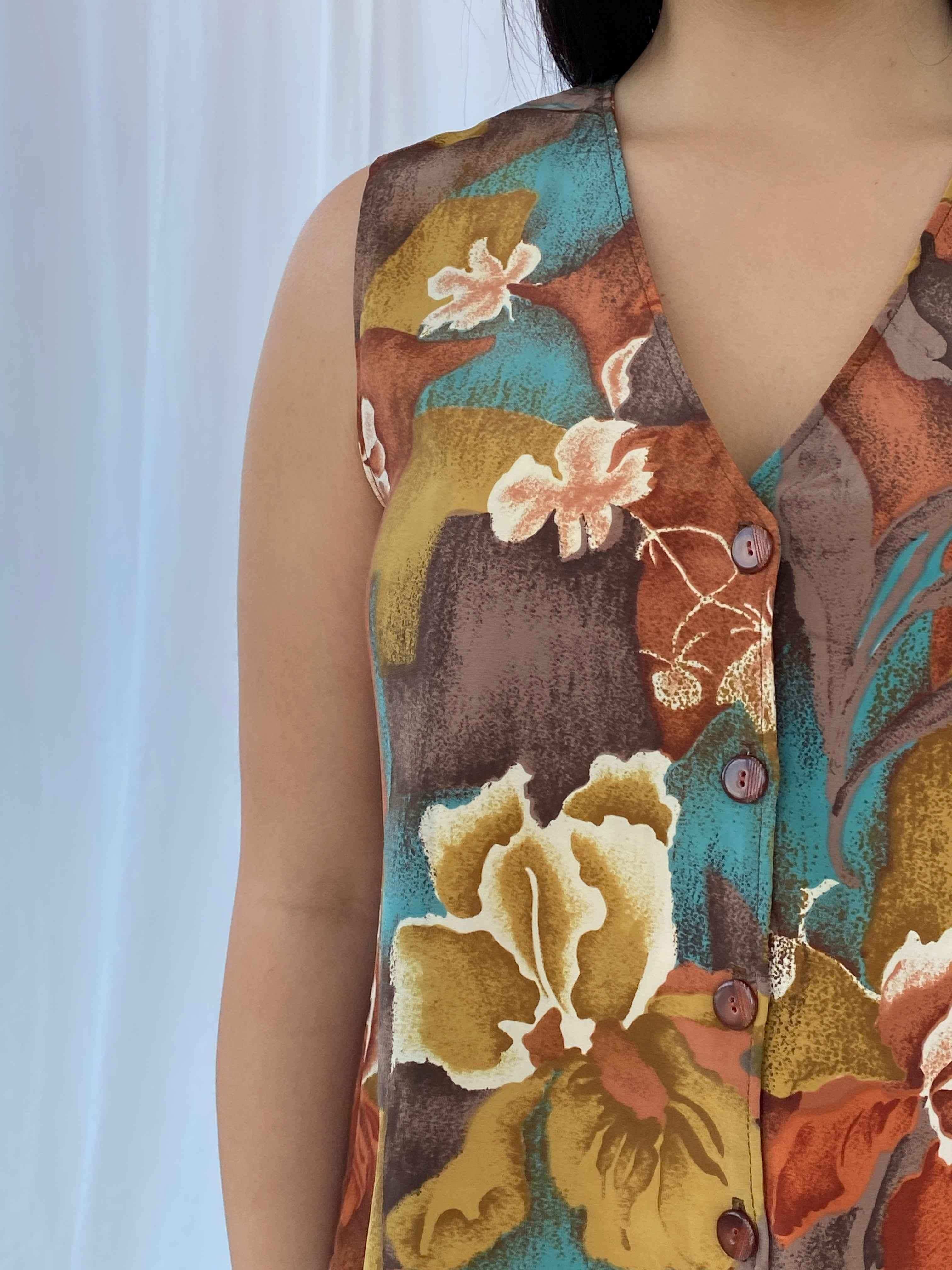 Vintage Floral Shirt - Balagan Vintage Sleeveless Top 90s, floral, shirt