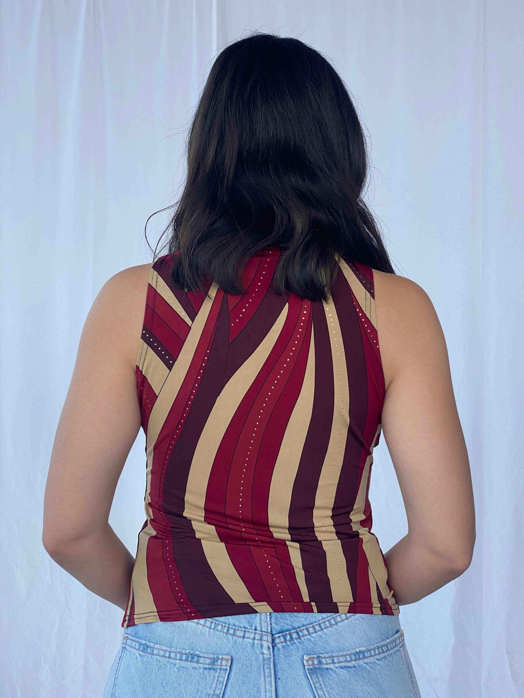 Y2K Time Top - Balagan Vintage Sleeveless Top 00s,Batoul,print