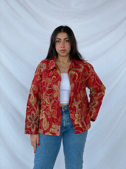 Vintage ANÜ By Natural Jacket - Balagan Vintage Jacket cotton, floral, floral embroidery, floral print, jacket, vintage