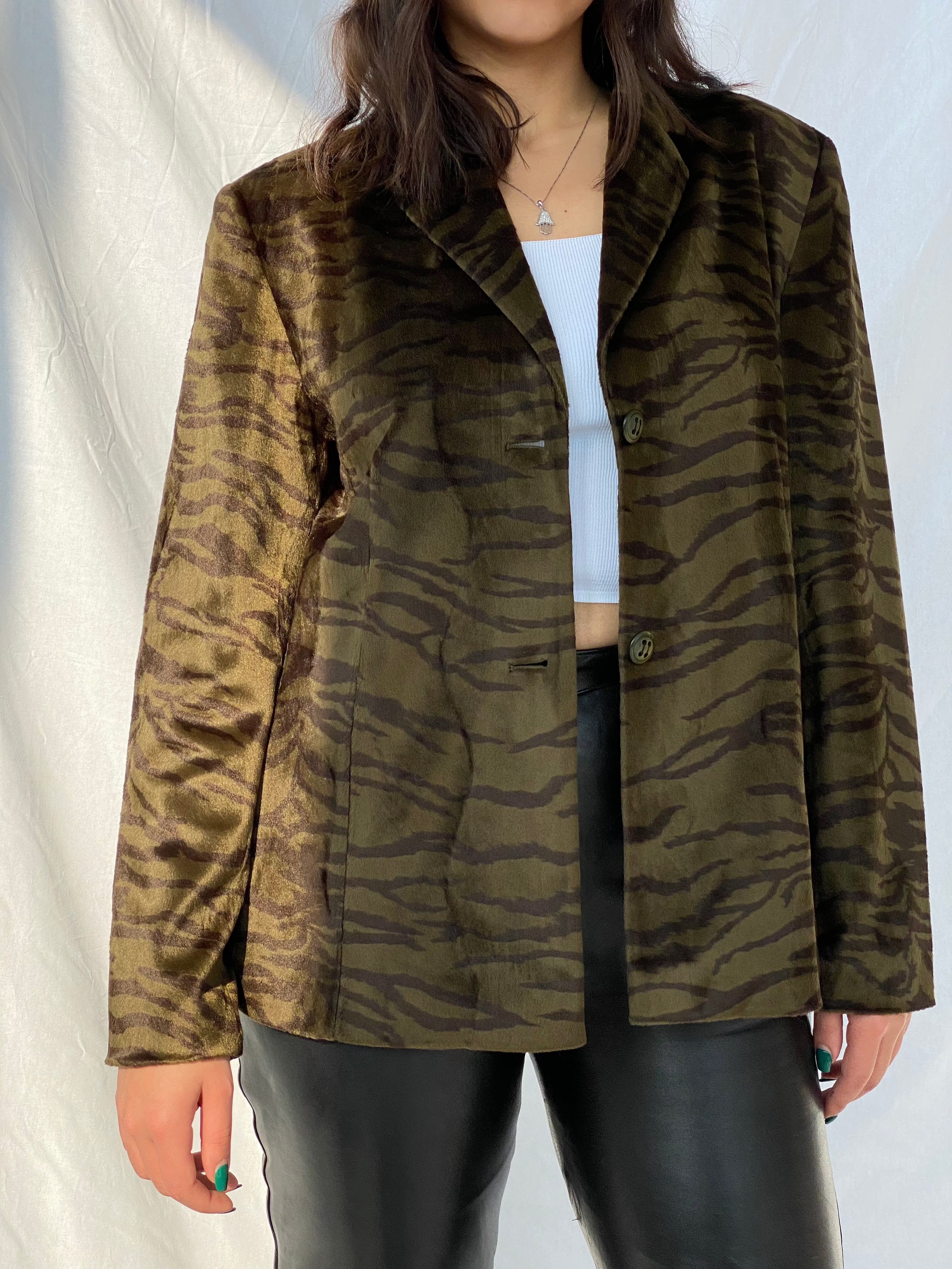 Vintage Animal Print Jacket - Balagan Vintage Blazer 90s, blazer, outerwear, oversized, vintage, vintage blazer